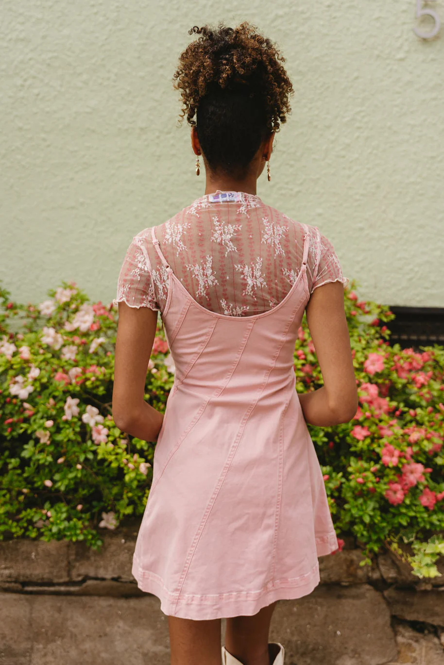 Gabrielle Pink & Ivory Floral Lace Top - Image 4