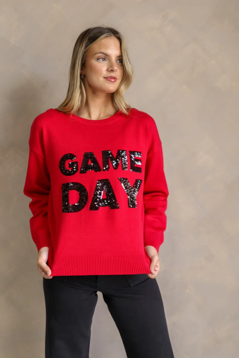 Game Day Red & Black Sequin Sweater - Image 7