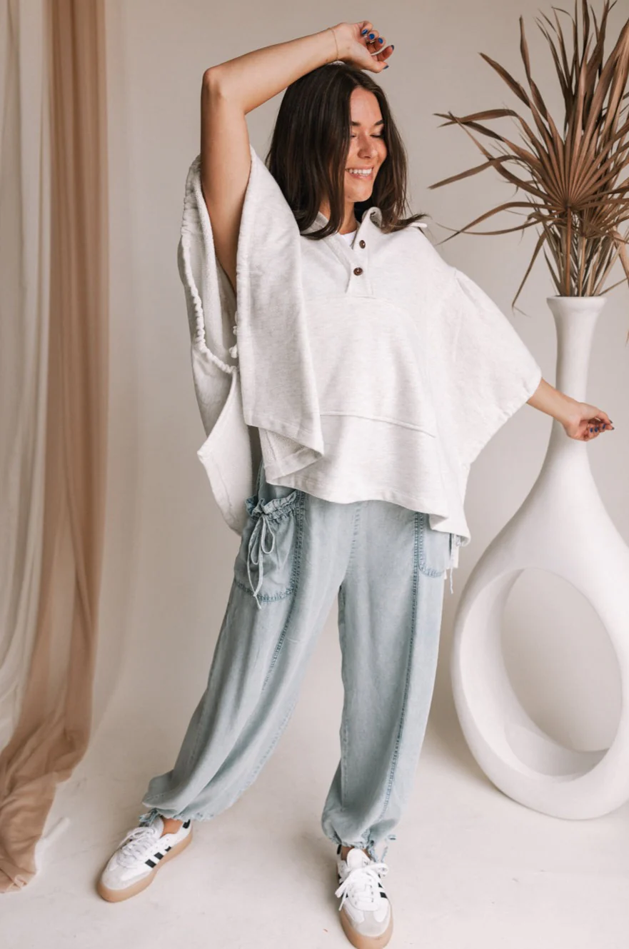 Genevieve Grey Oversized Top