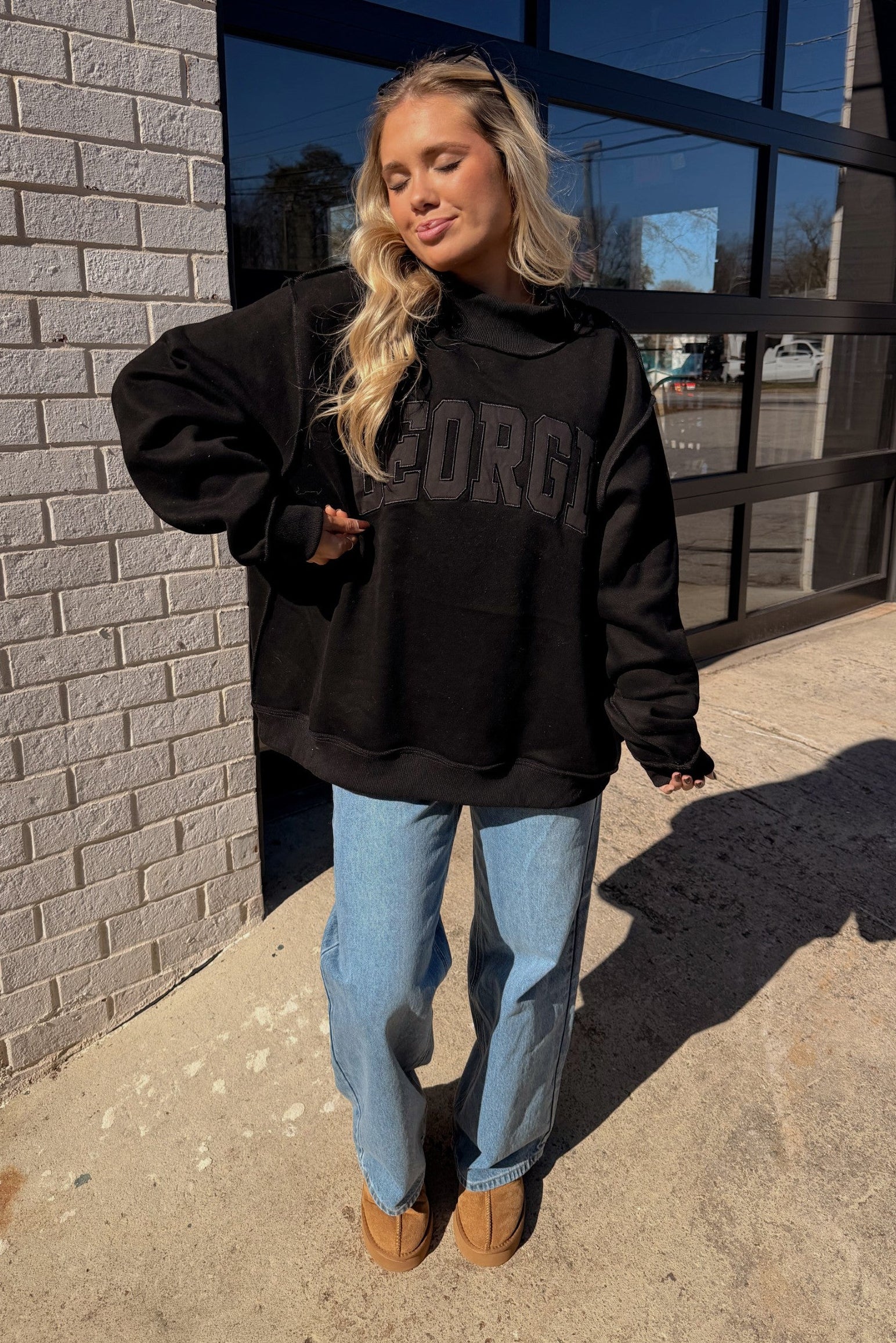 Georgia Black Mock Neck Sweatshirt - Image 3