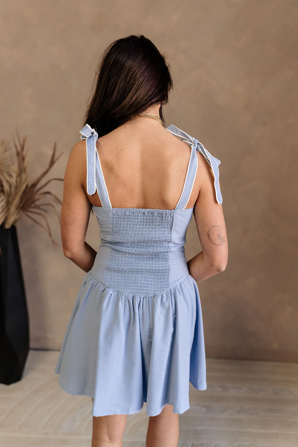 Georgia Blue Drop Waist Mini Dress - Image 5
