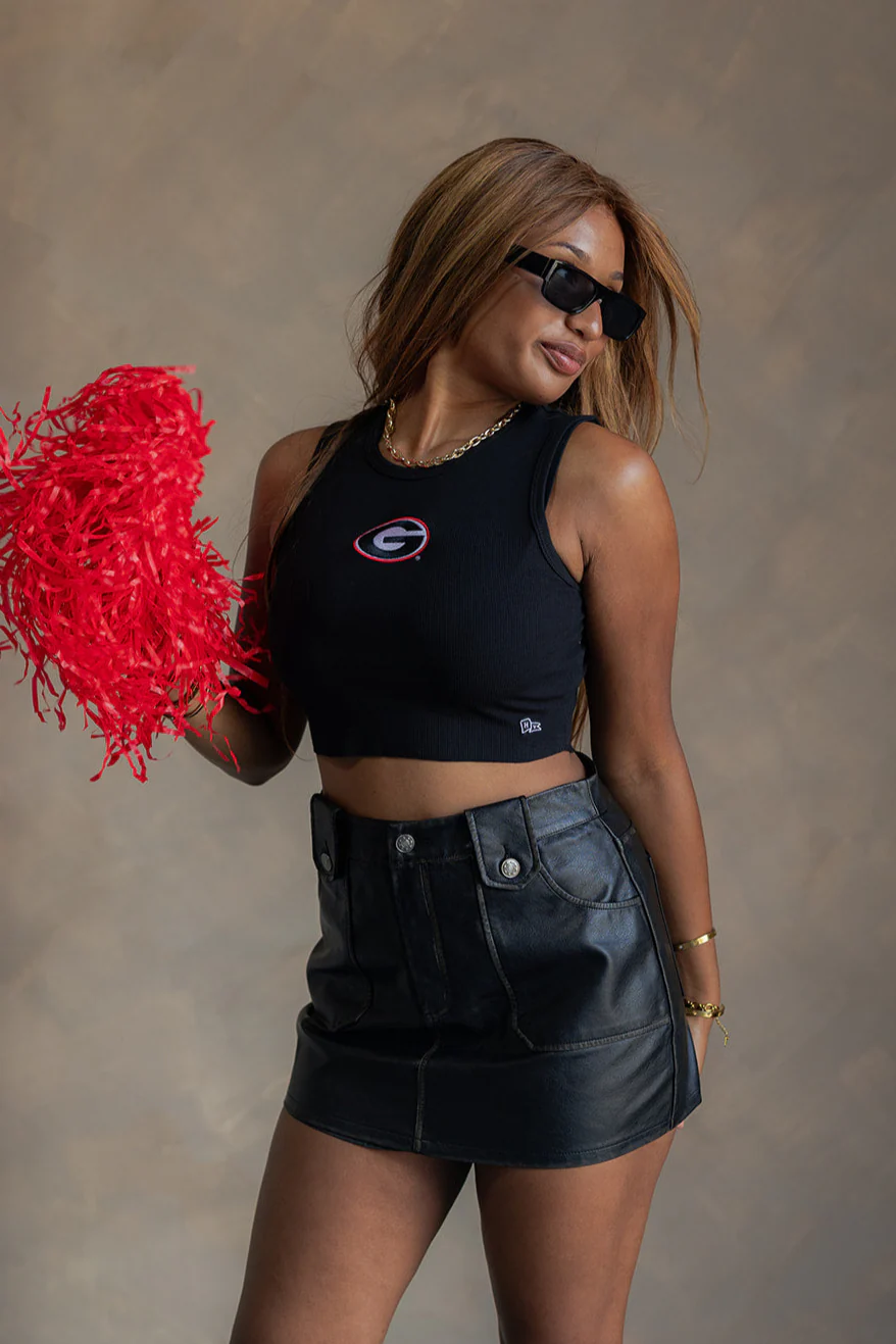 Georgia G Black Cropped Graphic Tank