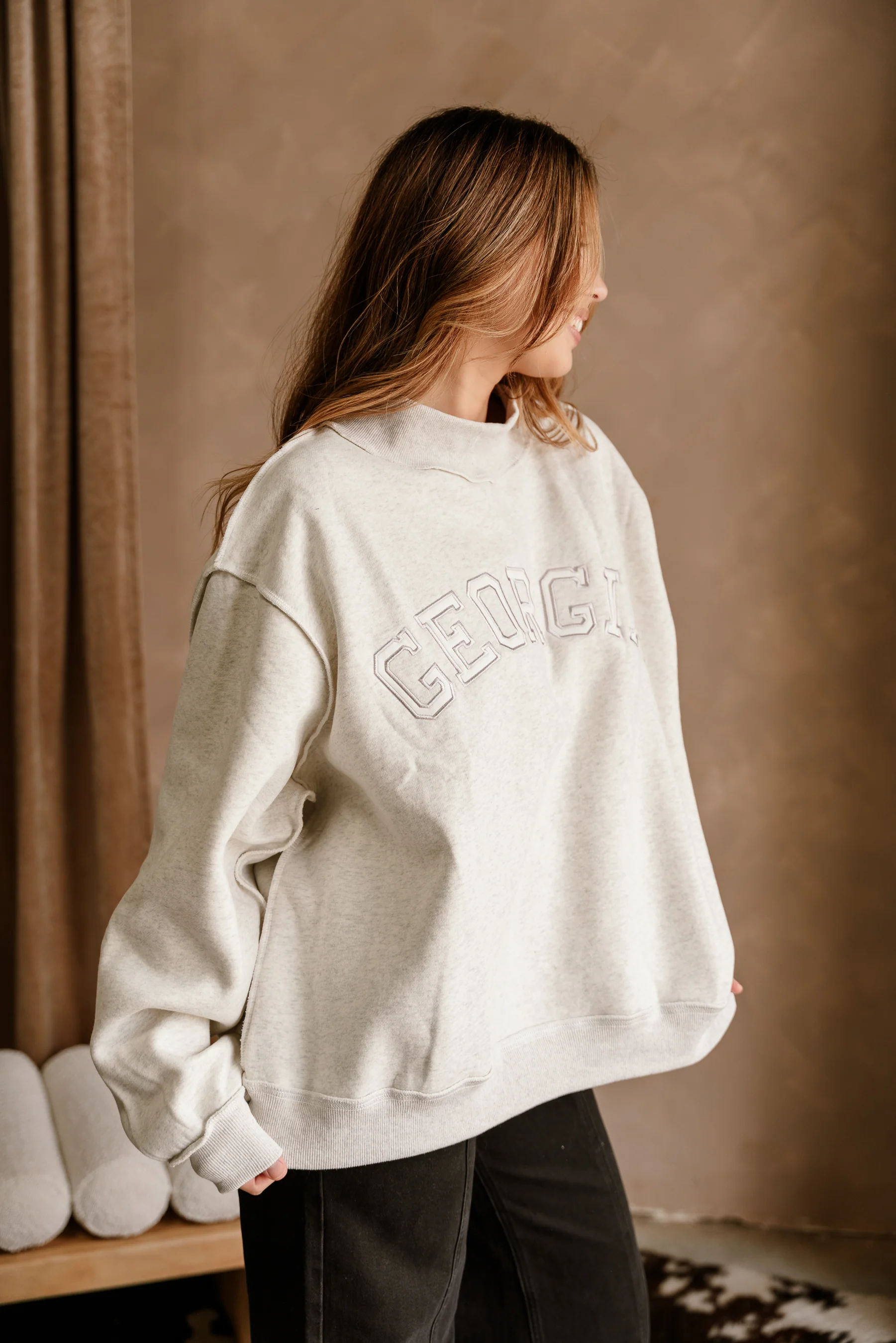 Georgia Heather Grey High Neck Sweatshirt - Image 7