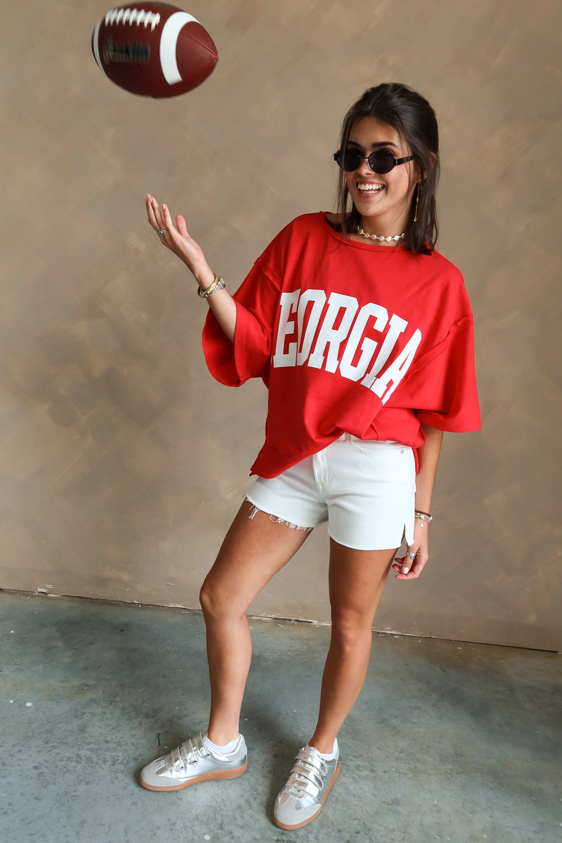 Georgia Red & White Short Sleeve Top - Image 2