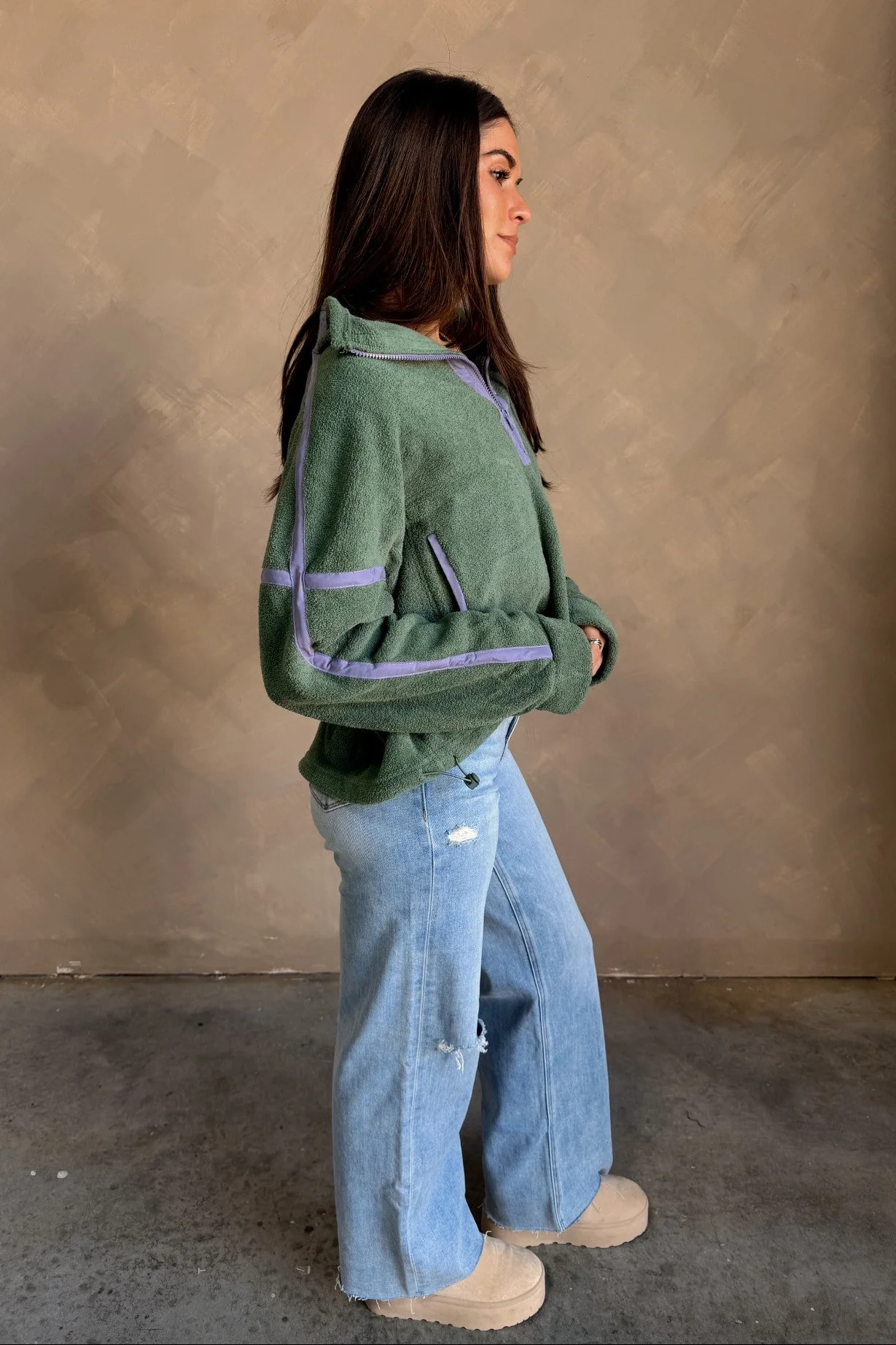Gia Green & Lavender Quarter Zip Pullover - Image 14