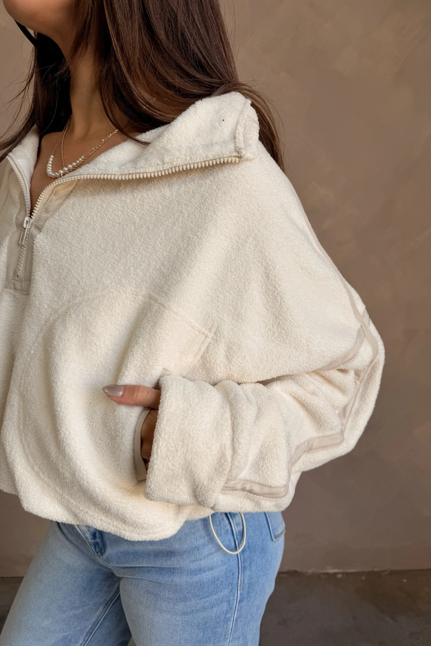 Gia Ivory & Beige Quarter Zip Pullover - Image 9