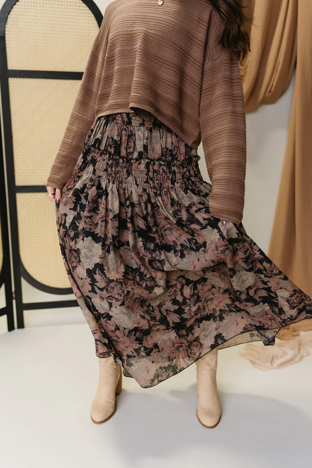 Gianna Black Multi Floral Maxi Skirt - Image 7
