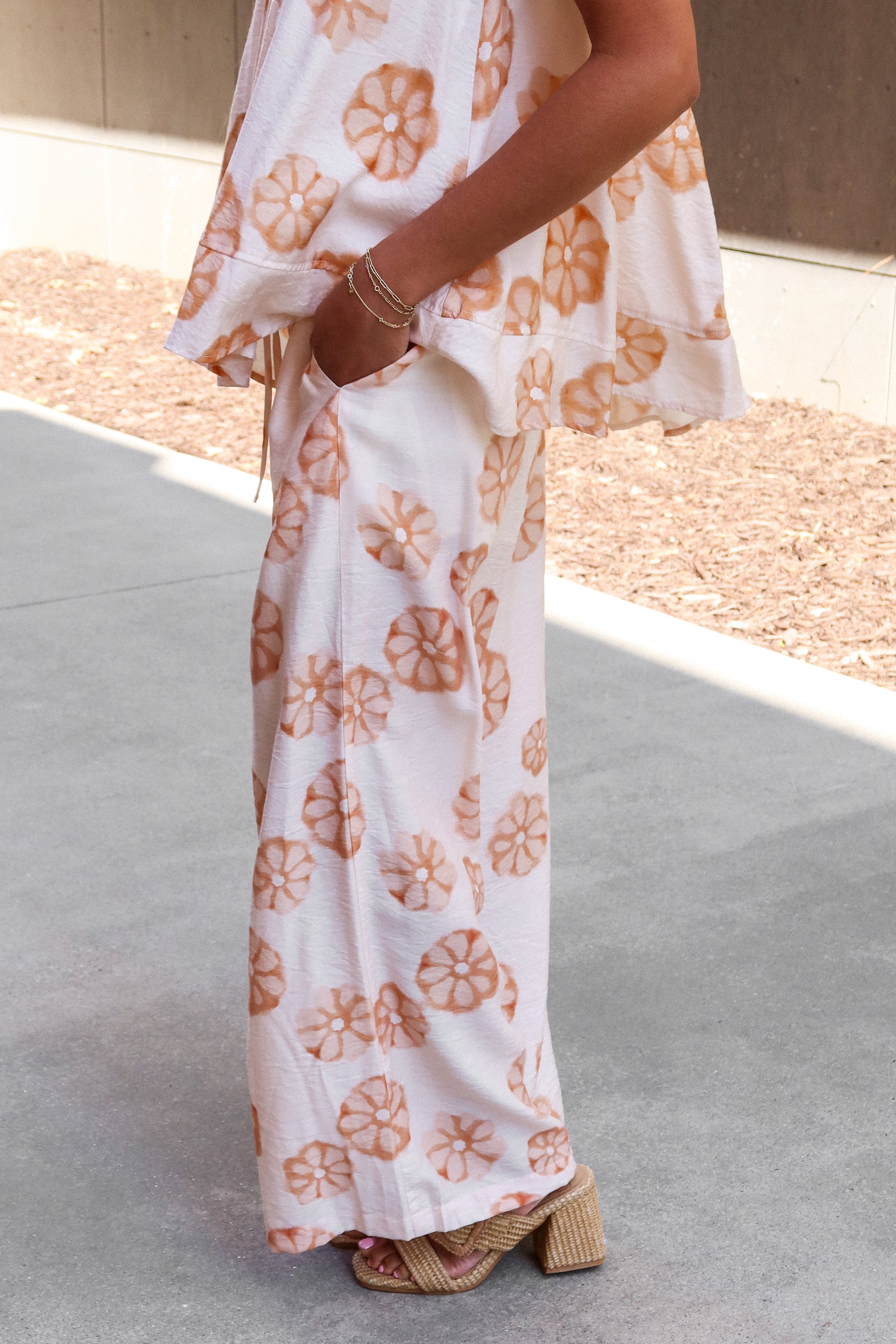 Gianna Cream & Orange Floral Pants - Image 4