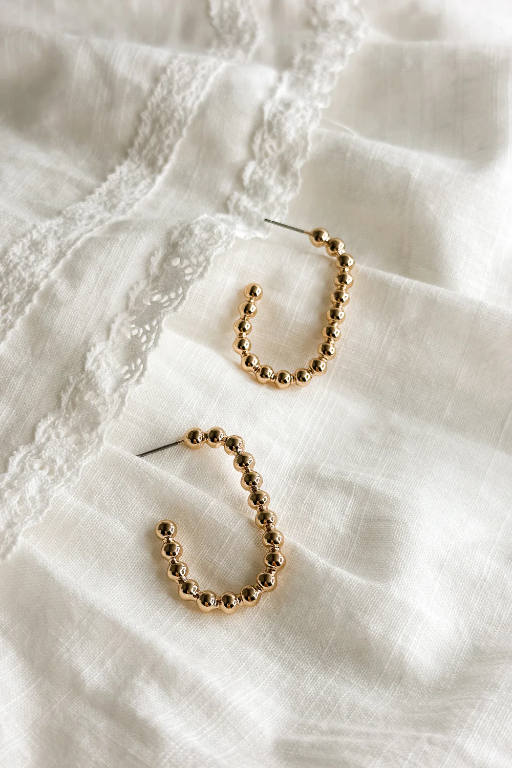 Gianna Gold Beaded Open Hoop Earrings