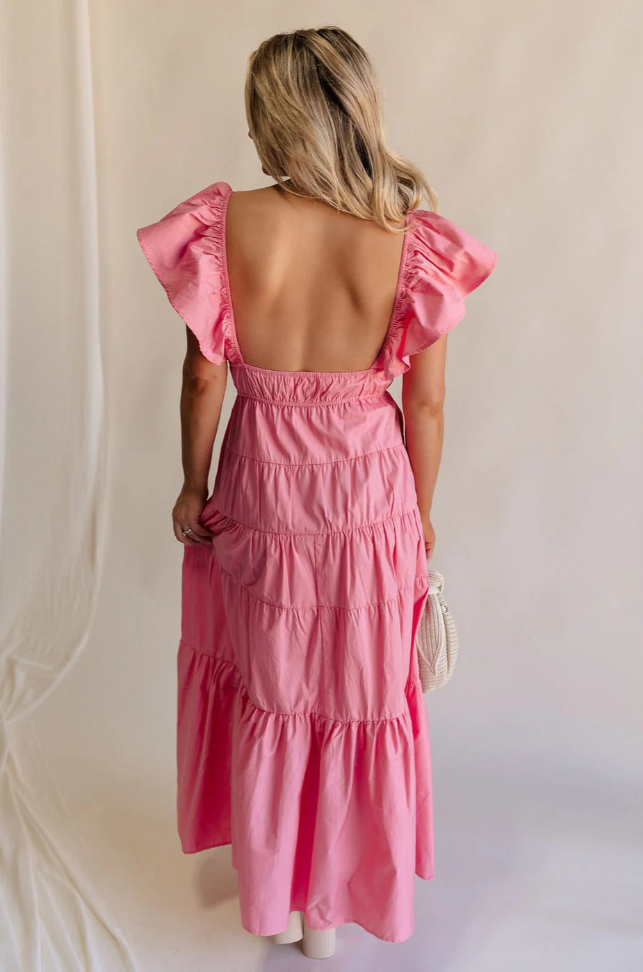 Gianna Pink Ruffle Short Sleeve Tiered Maxi Dress - Image 10