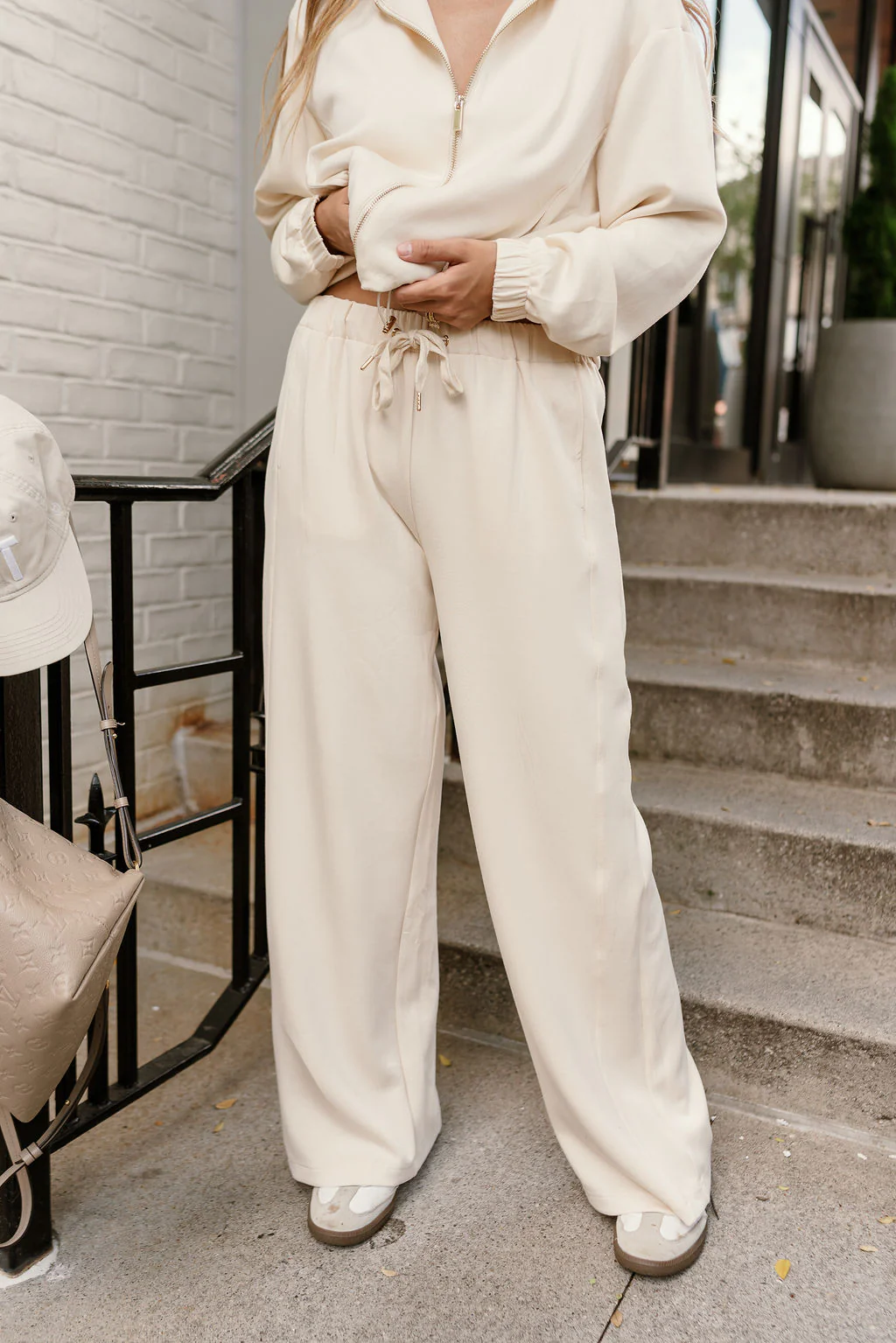 Gigi Cream Drawstring Wide Leg Pants - Image 2