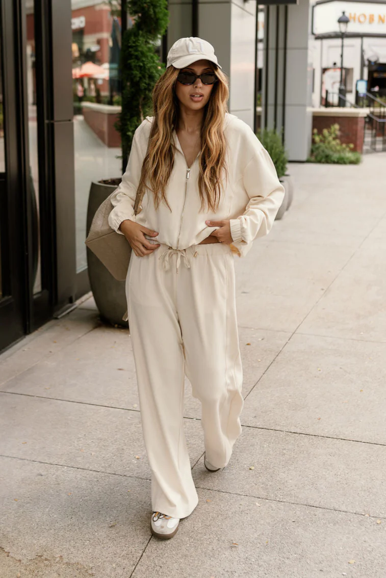 Gigi Cream Drawstring Wide Leg Pants - Image 3