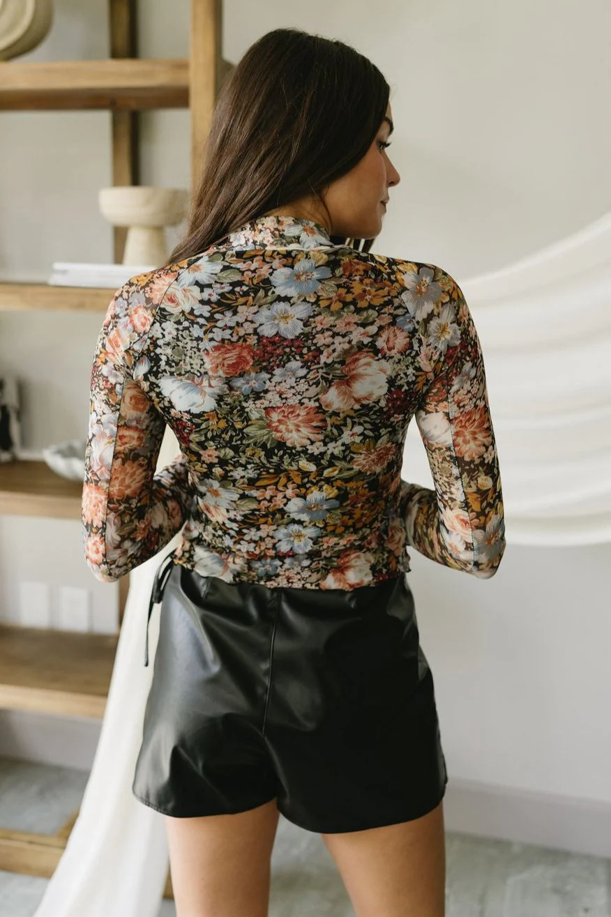 Gisele Black Multi Floral Mesh Top - Image 3