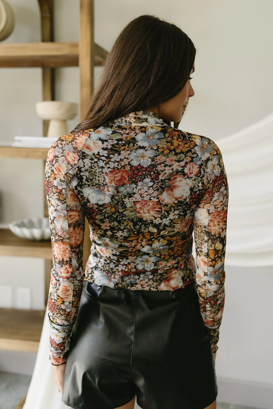 Gisele Black Multi Floral Mesh Top - Image 8