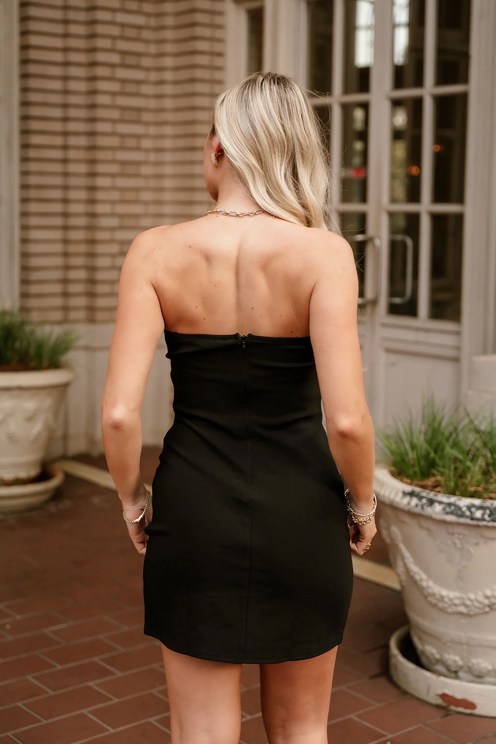 Giselle Black Strapless Mini Dress - Image 9