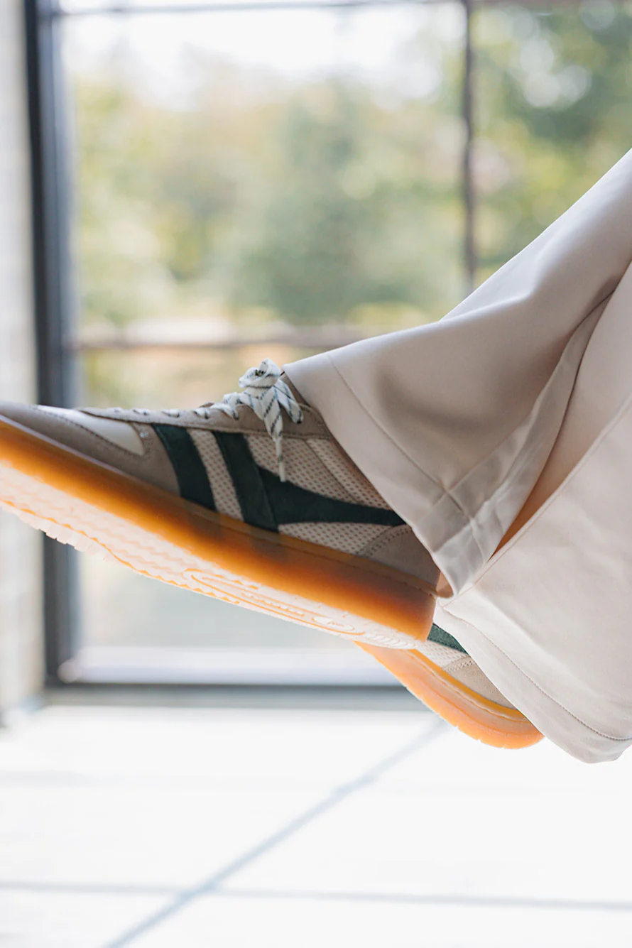 Gola Hawk Trainer Off White & Evergreen Sneaker - Image 3