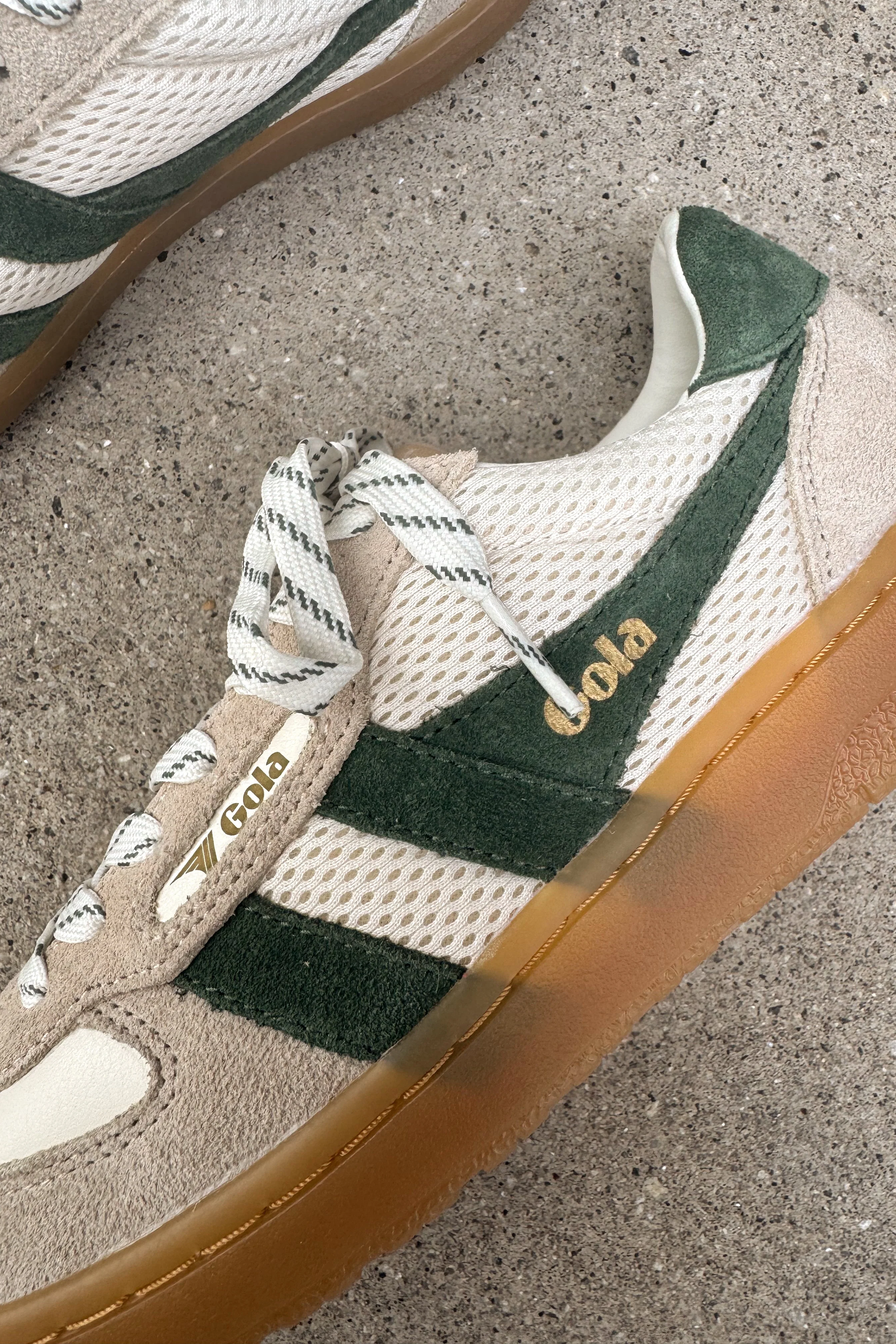 Gola Hawk Trainer Off White & Evergreen Sneaker - Image 5