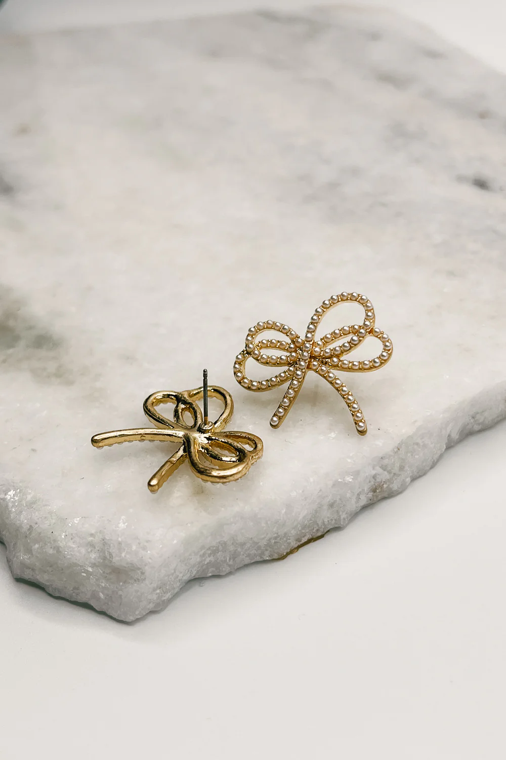 Paige Pearl and Gold Bow Studs - Image 2
