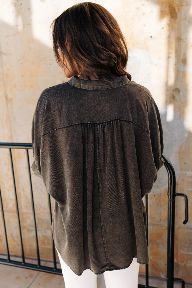 Grace Washed Black Short Sleeve Top - Image 7