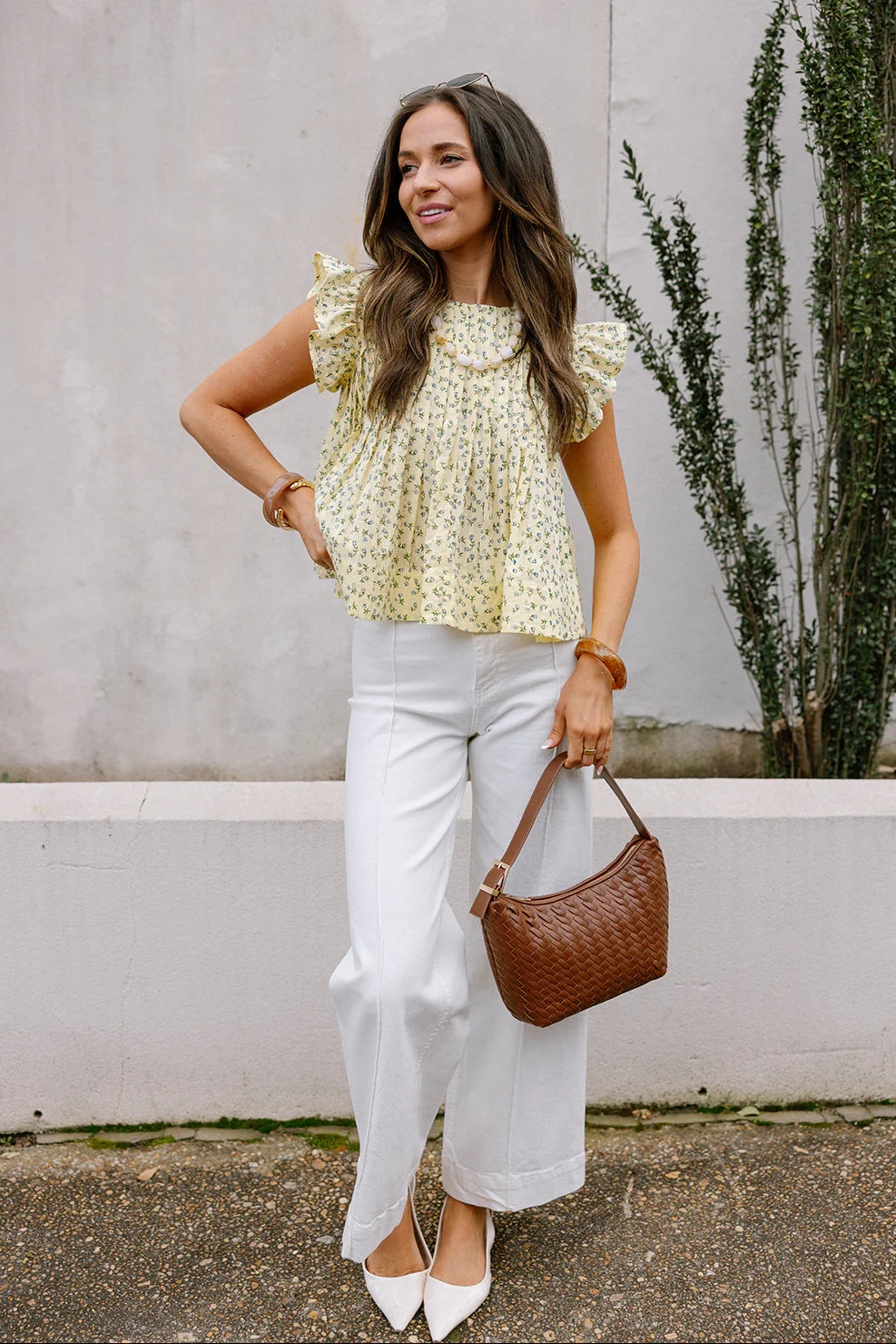 Grace Yellow & Blue Floral Ruffle Top - Image 2