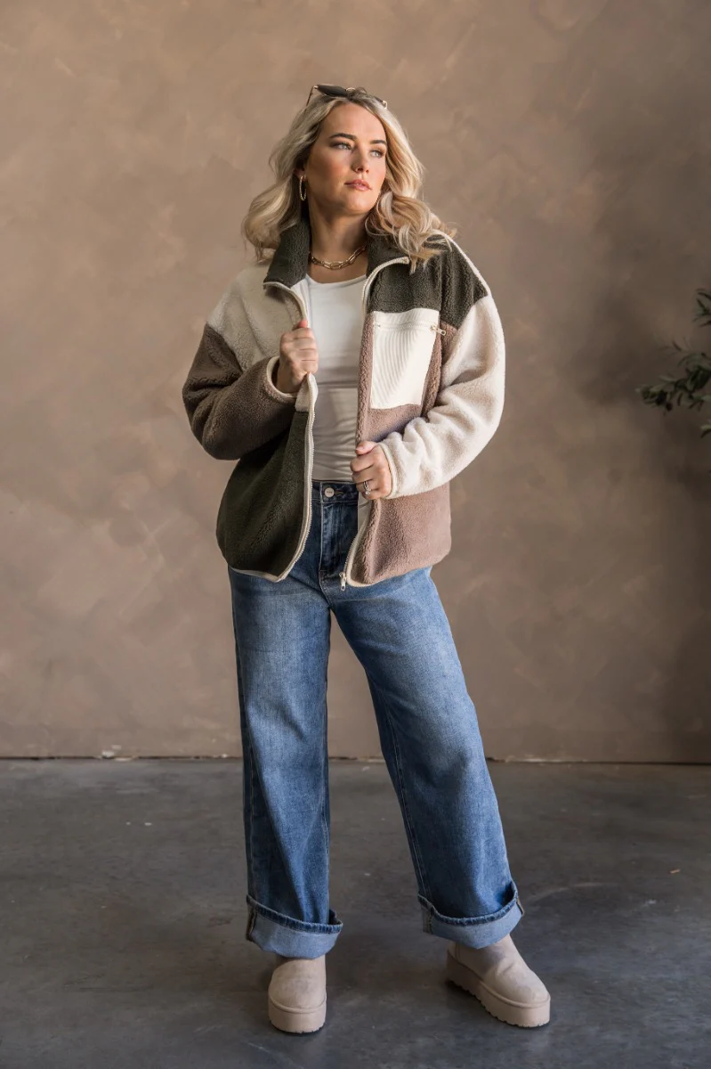 Gracelyn Green Multi Zip Up Jacket - Image 3