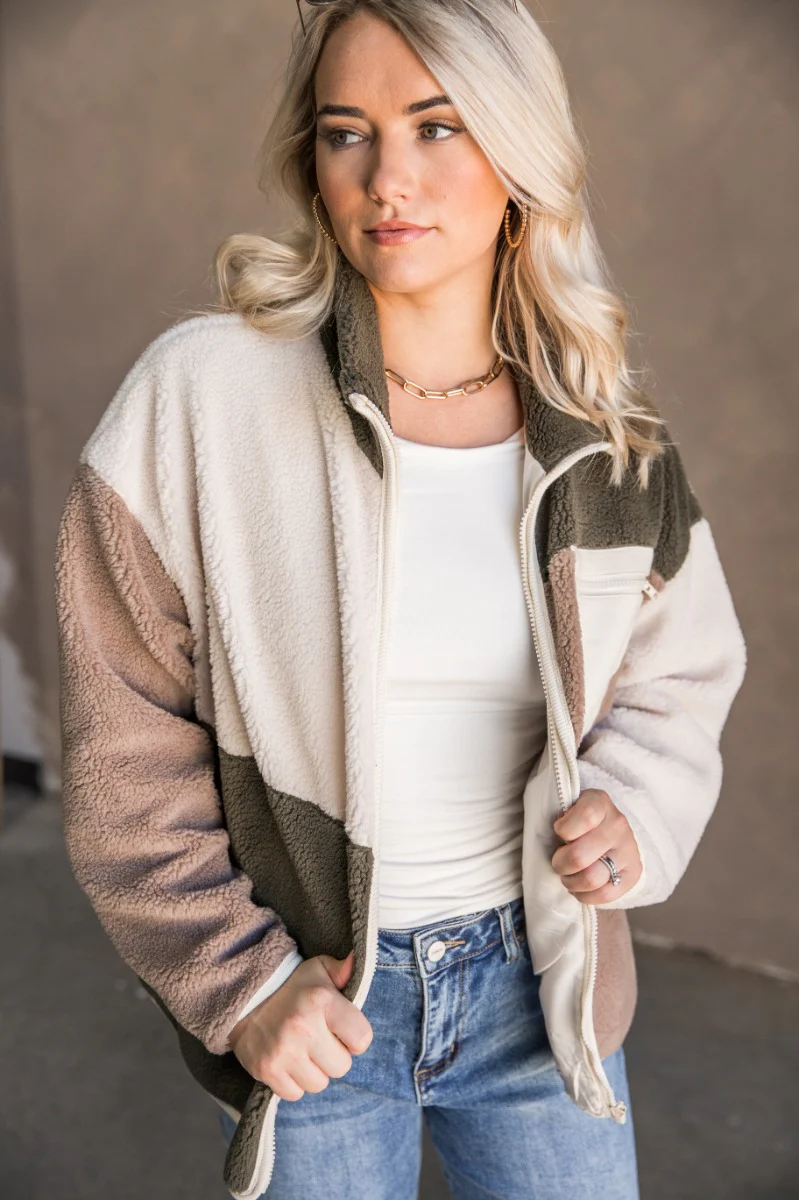 Gracelyn Green Multi Zip Up Jacket - Image 4