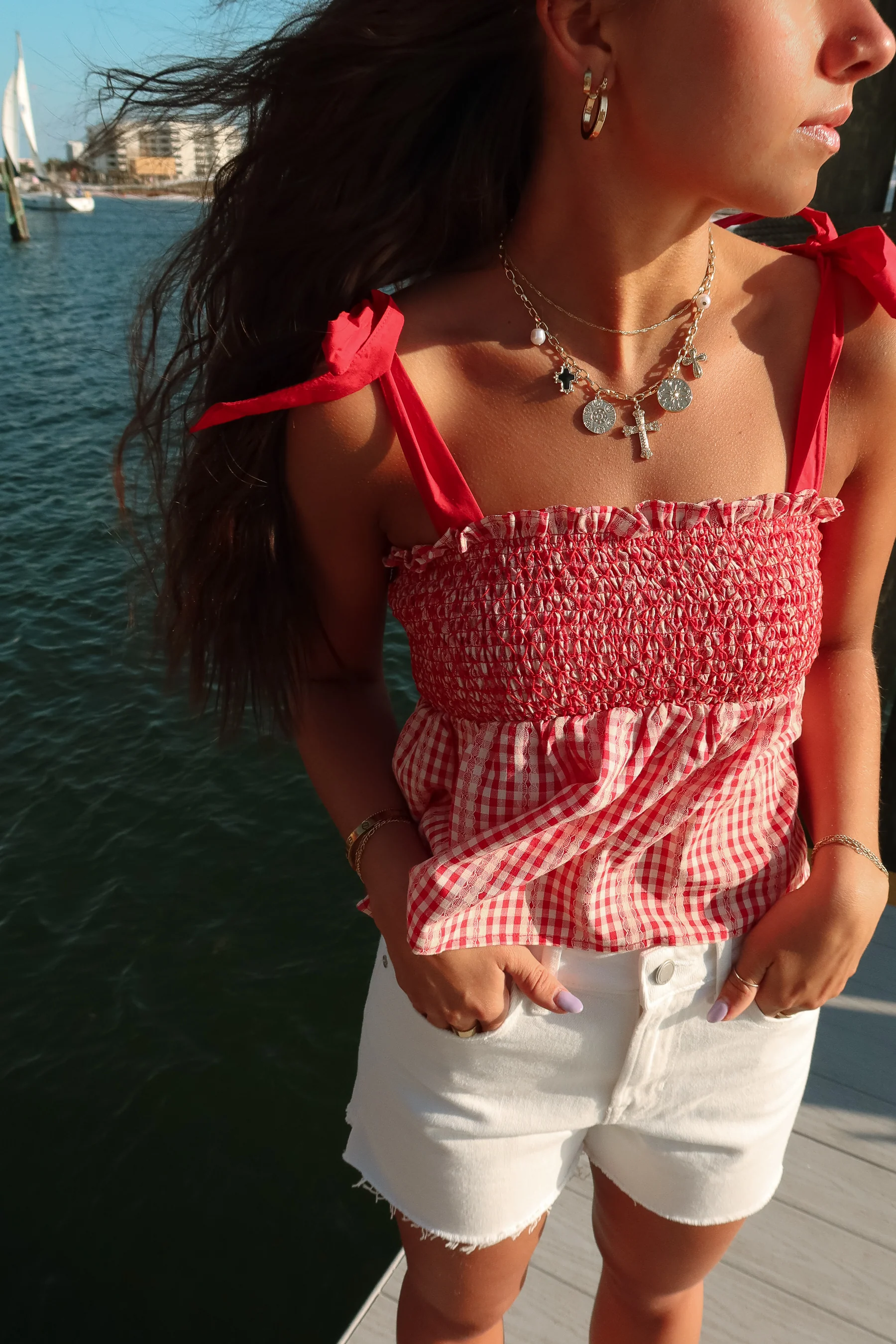 Gretchen Red & White Gingham Tank Top - Image 11