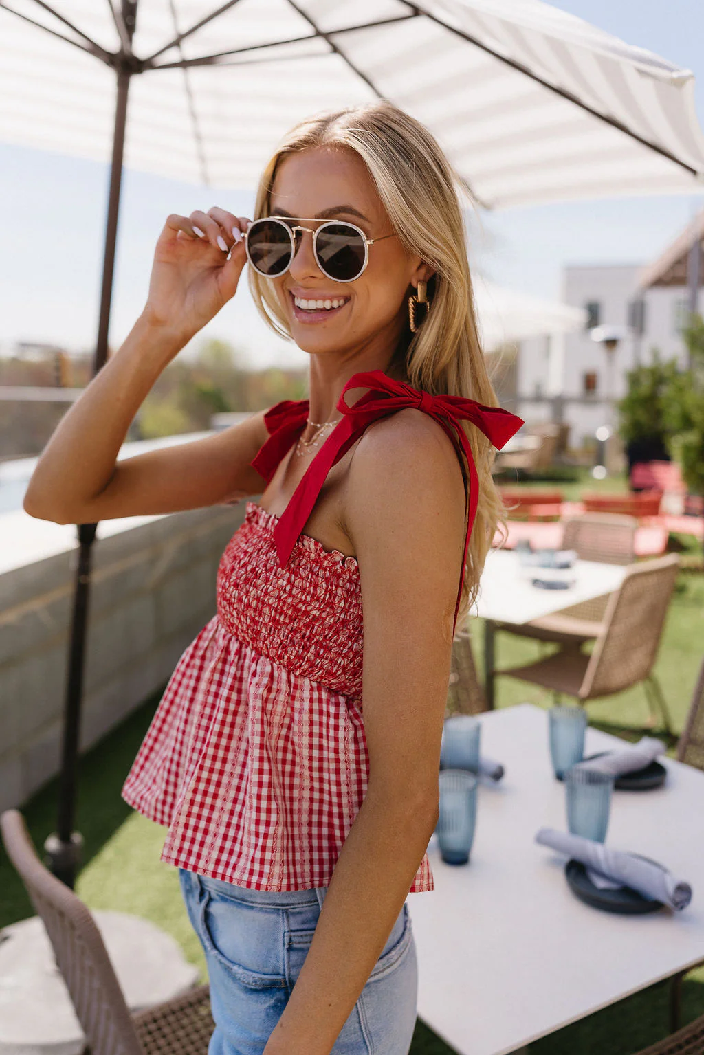 Gretchen Red & White Gingham Tank Top - Image 5