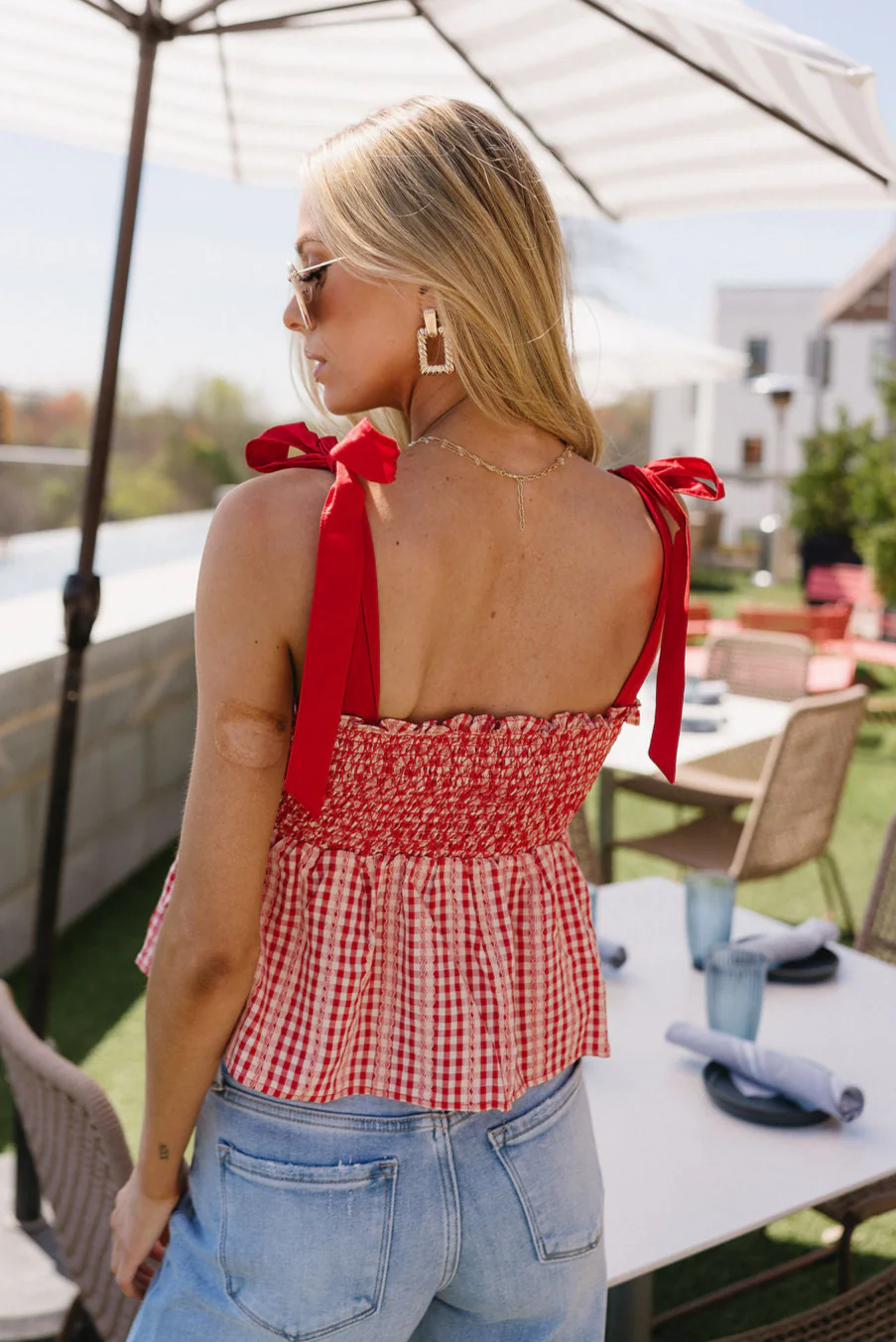 Gretchen Red & White Gingham Tank Top - Image 6