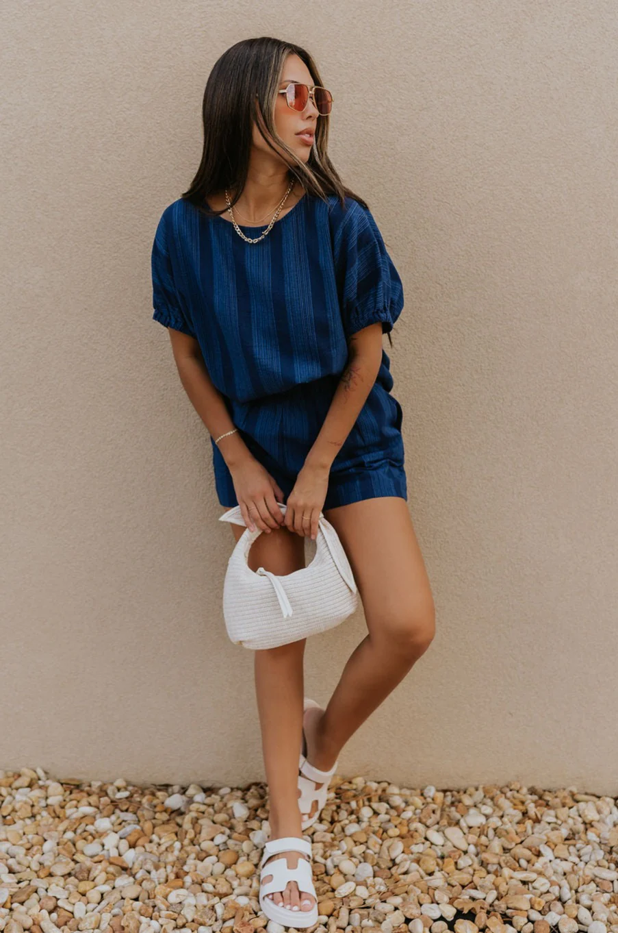 Julissa Navy Stripe Short Sleeve Top - Image 4