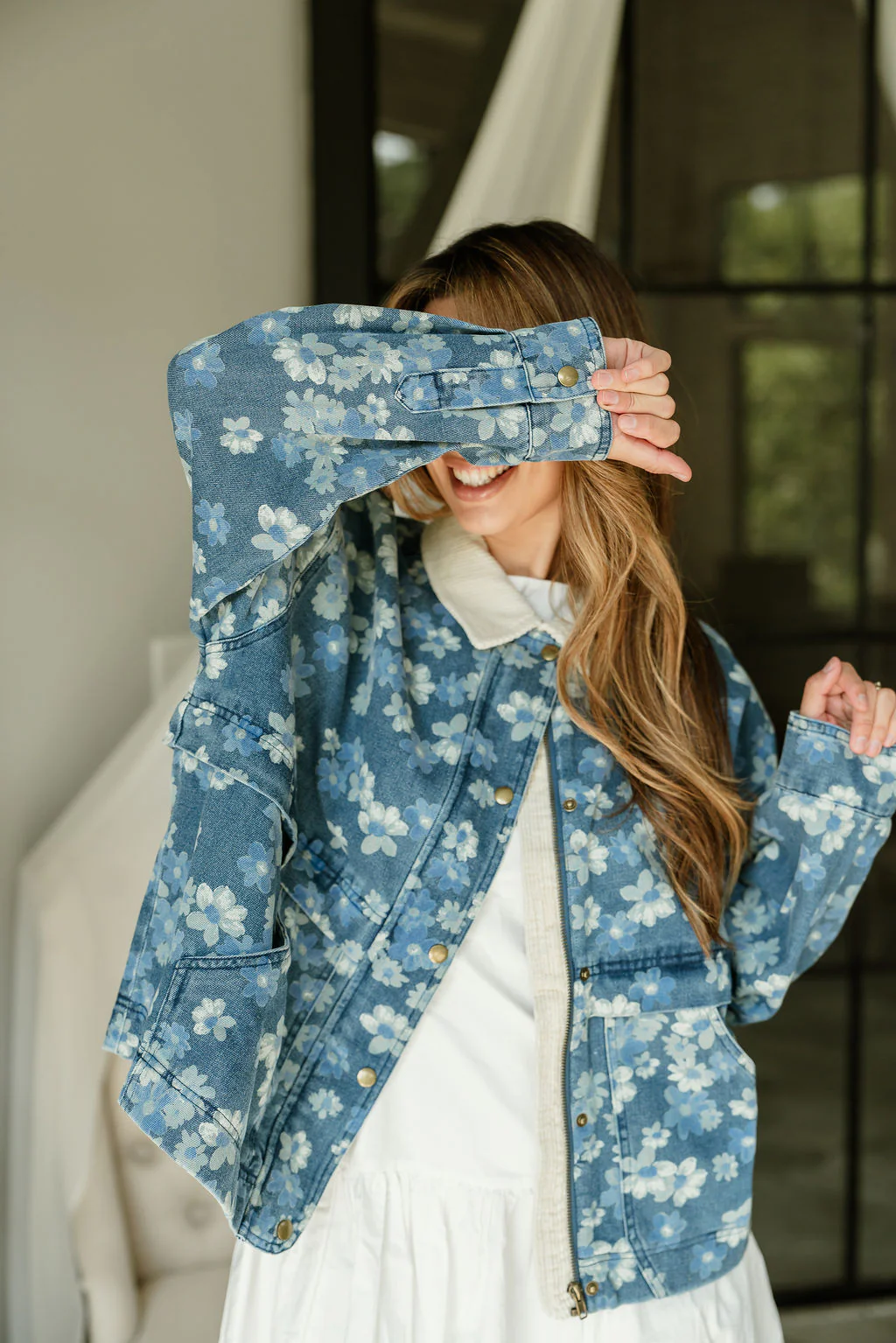 Gwen Floral Denim & Corduroy Barn Jacket - Image 10