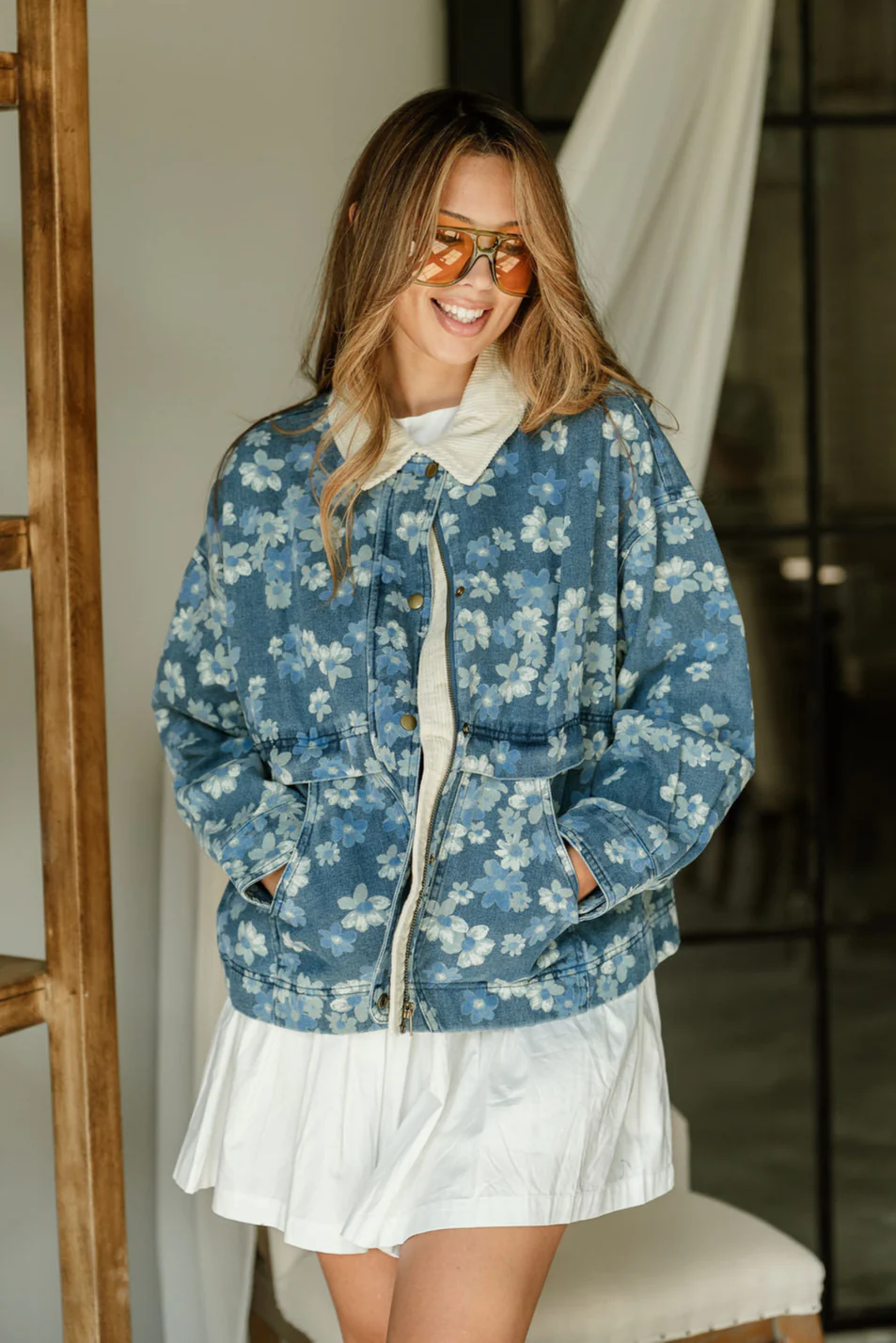 Gwen Floral Denim & Corduroy Barn Jacket - Image 4