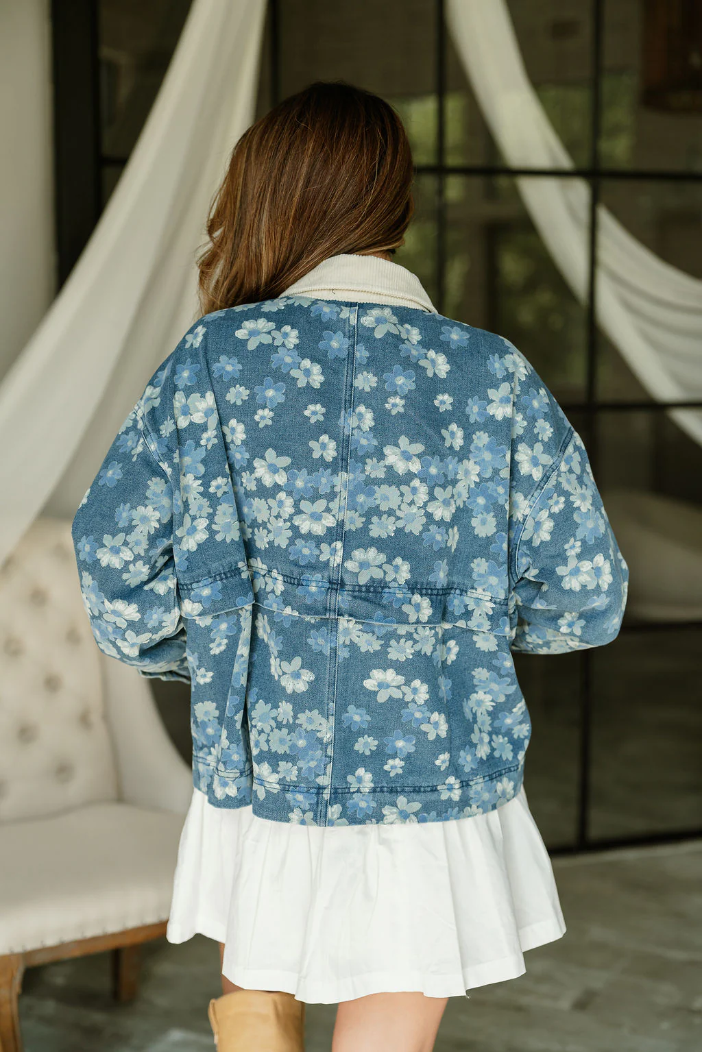 Gwen Floral Denim & Corduroy Barn Jacket - Image 9