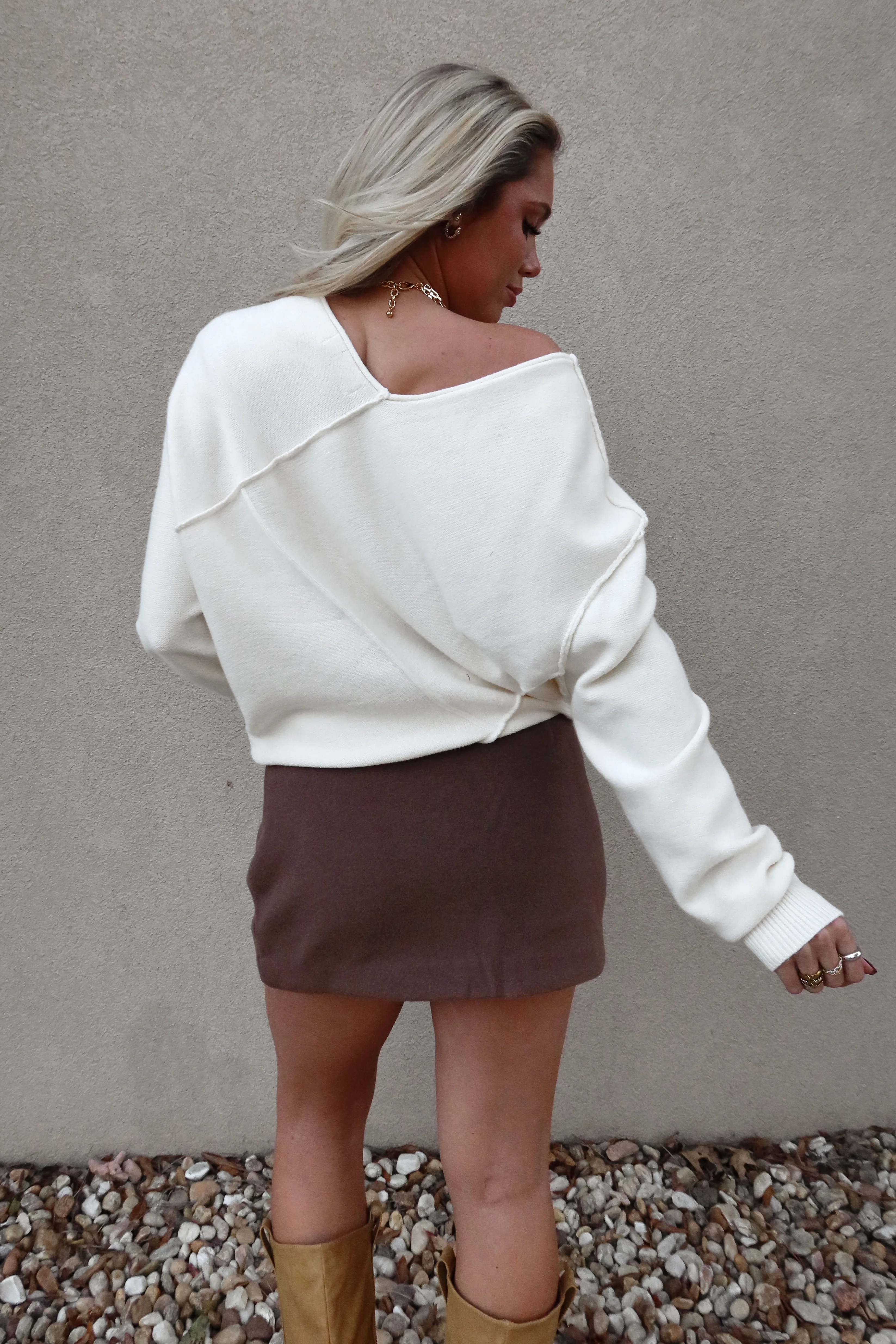 Haddie Cream Exposed Seam Sweater - Image 4