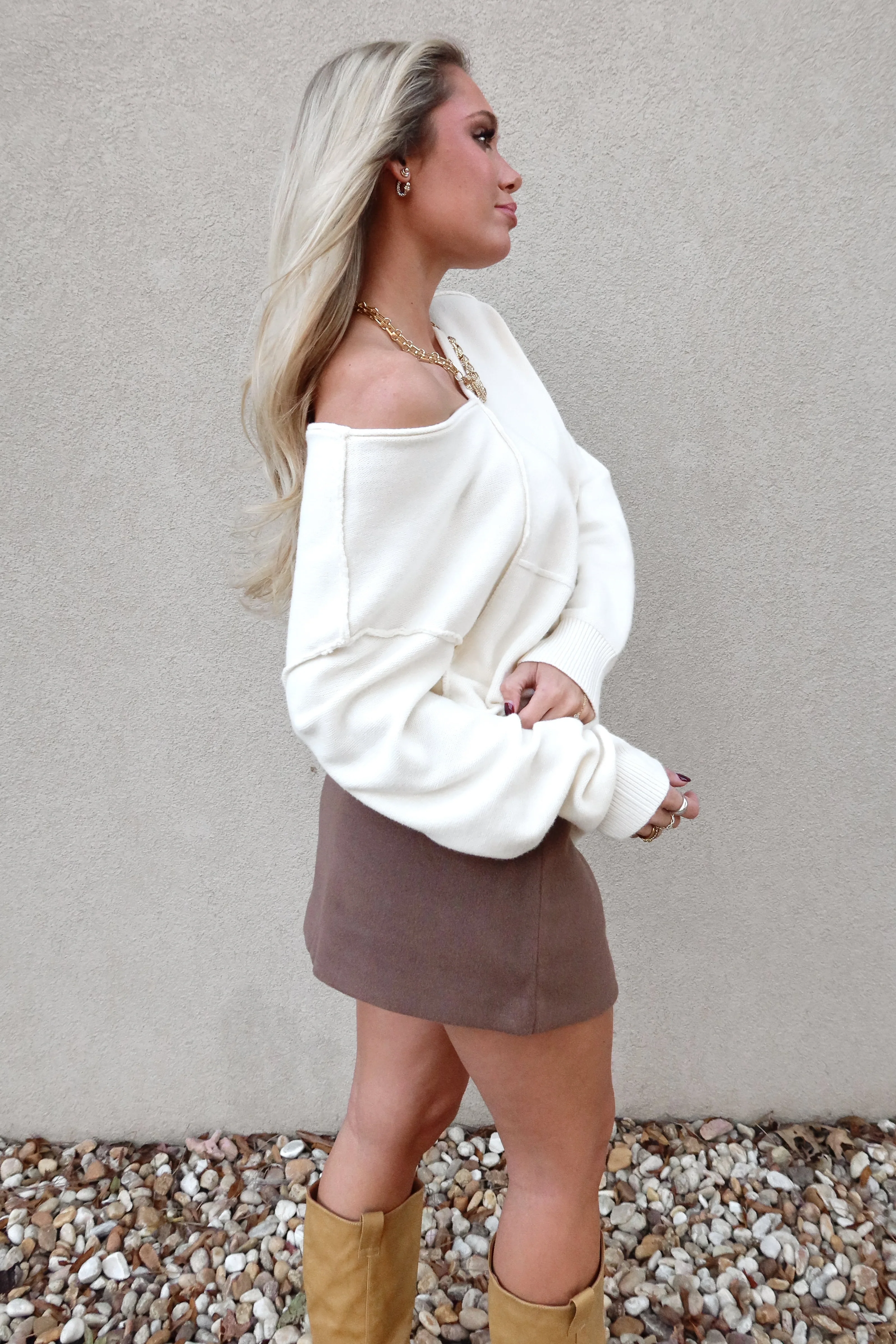 Haddie Cream Exposed Seam Sweater - Image 7