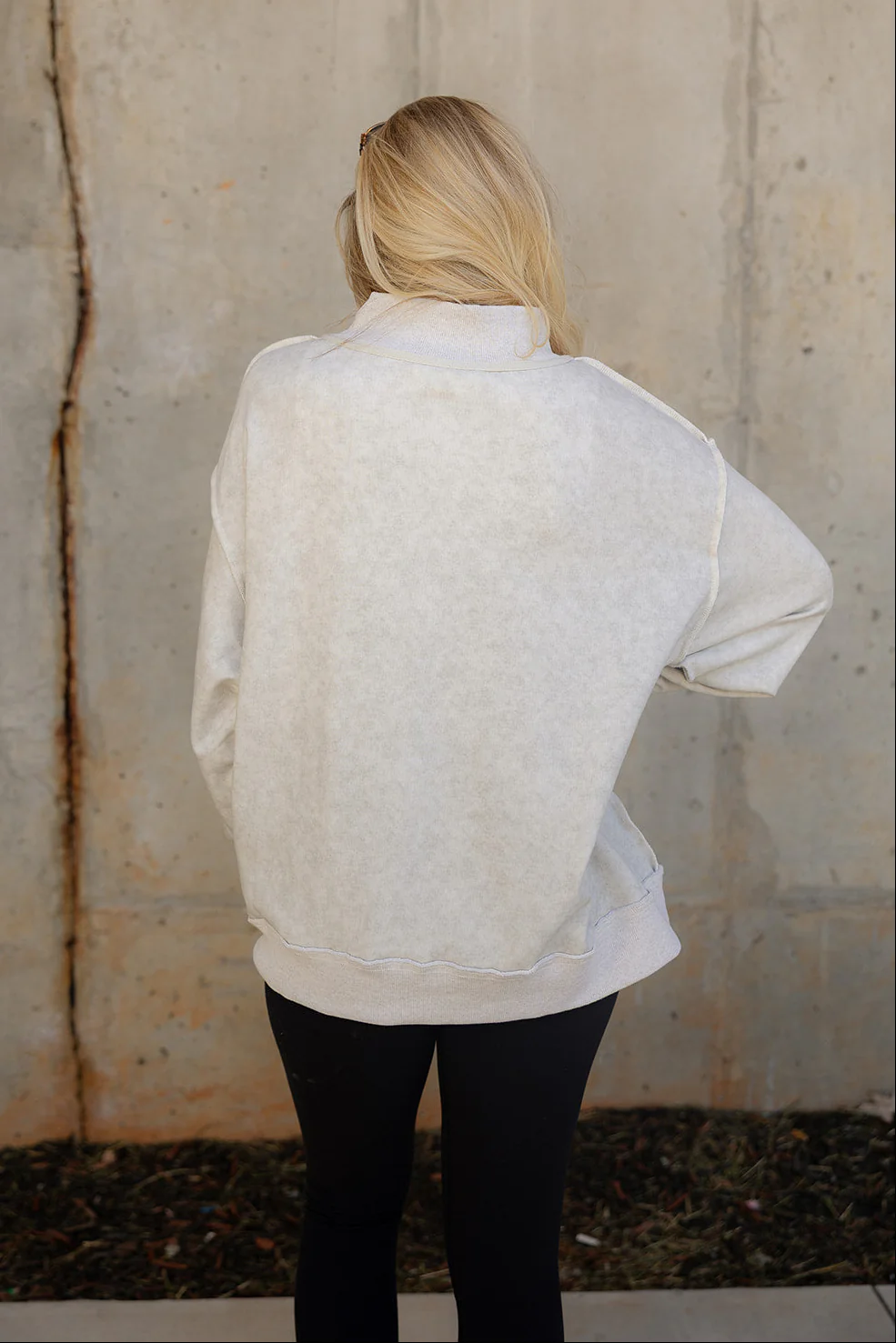 Hadley Ash Grey Mock Neck Mineral Wash Sweatshirt - Image 4
