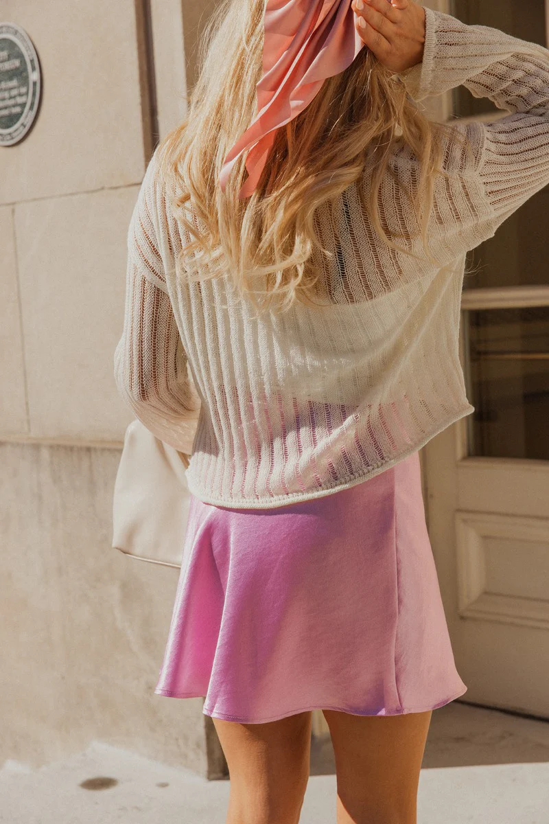 Halley Pink Satin Mini Skirt - Image 6