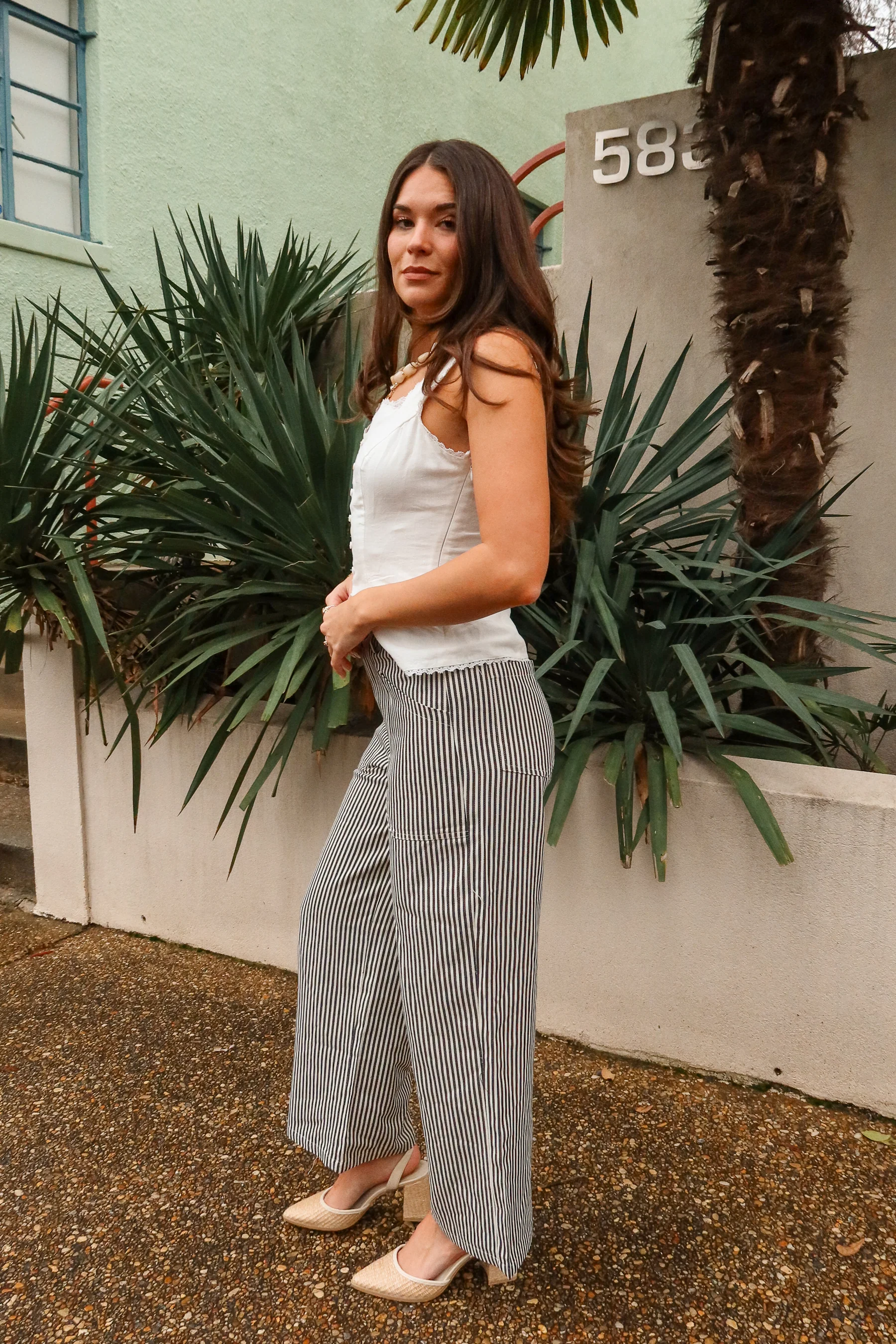 Hanna Cream & Black Striped Pants - Image 7