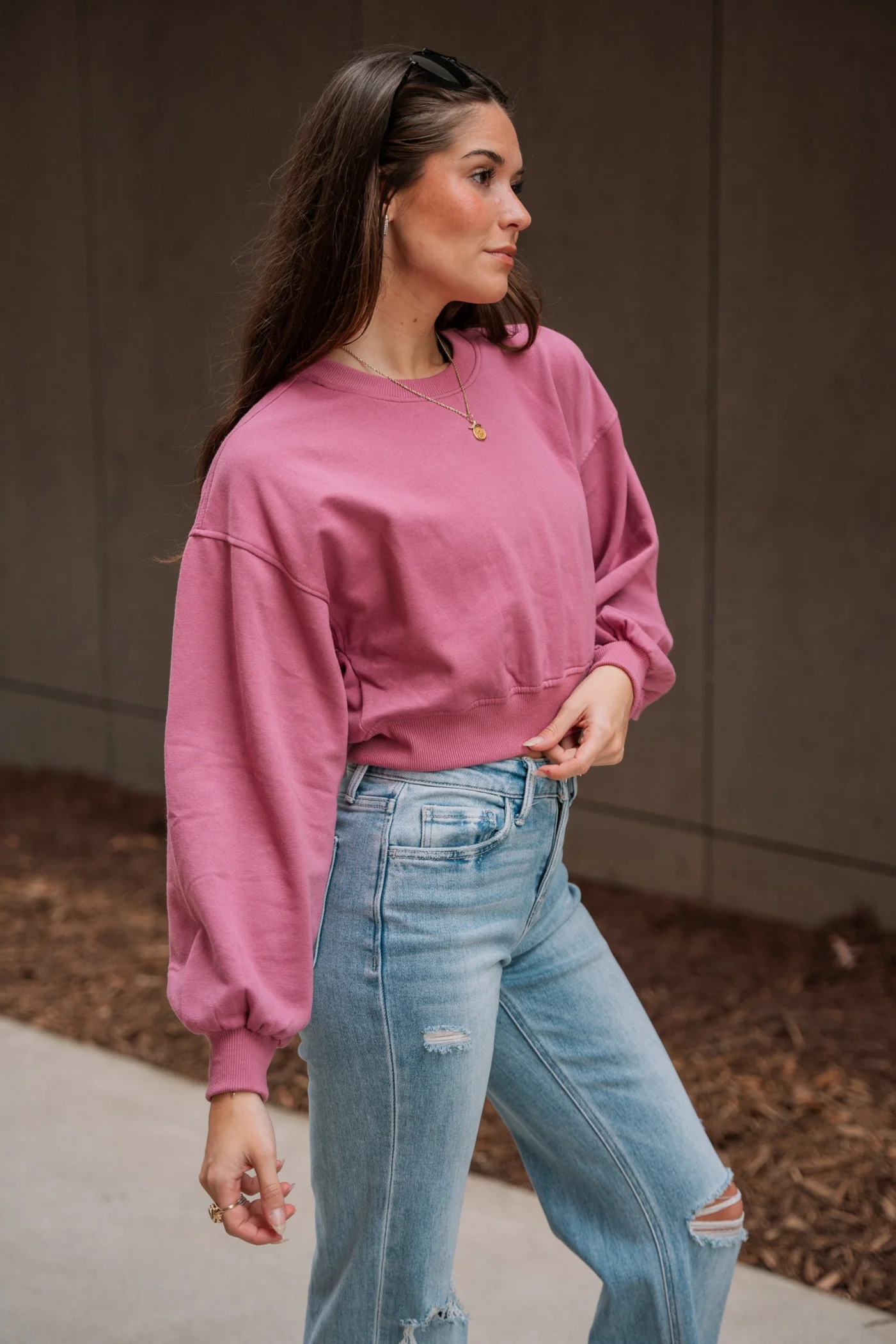 Harley Ash Rose Cropped Long Sleeve Sweatshirt - Image 2