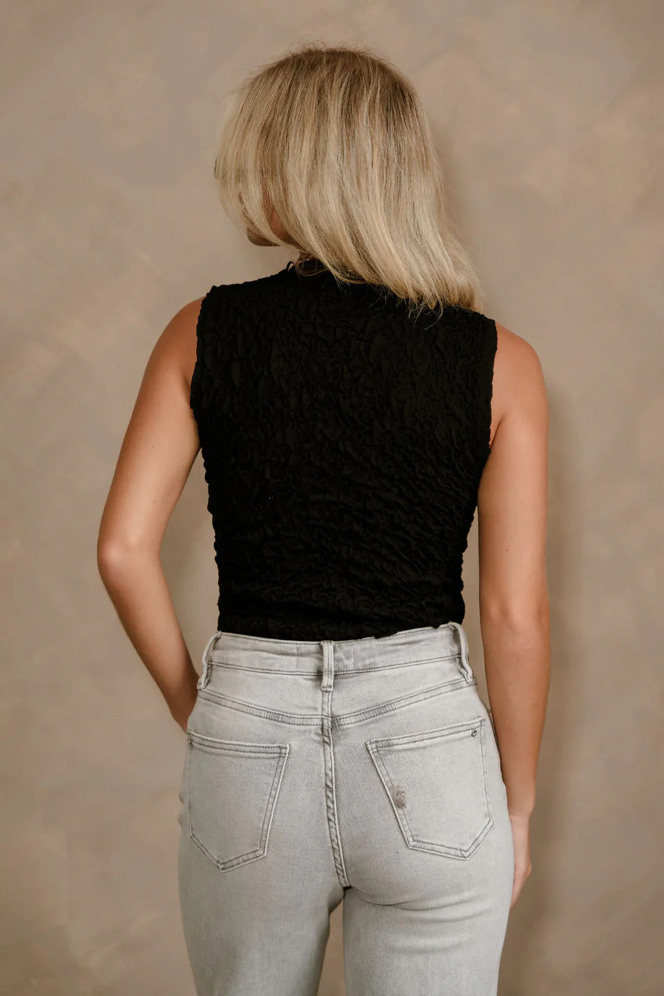 Harlow Black Textured Crinkle Tank - Image 3