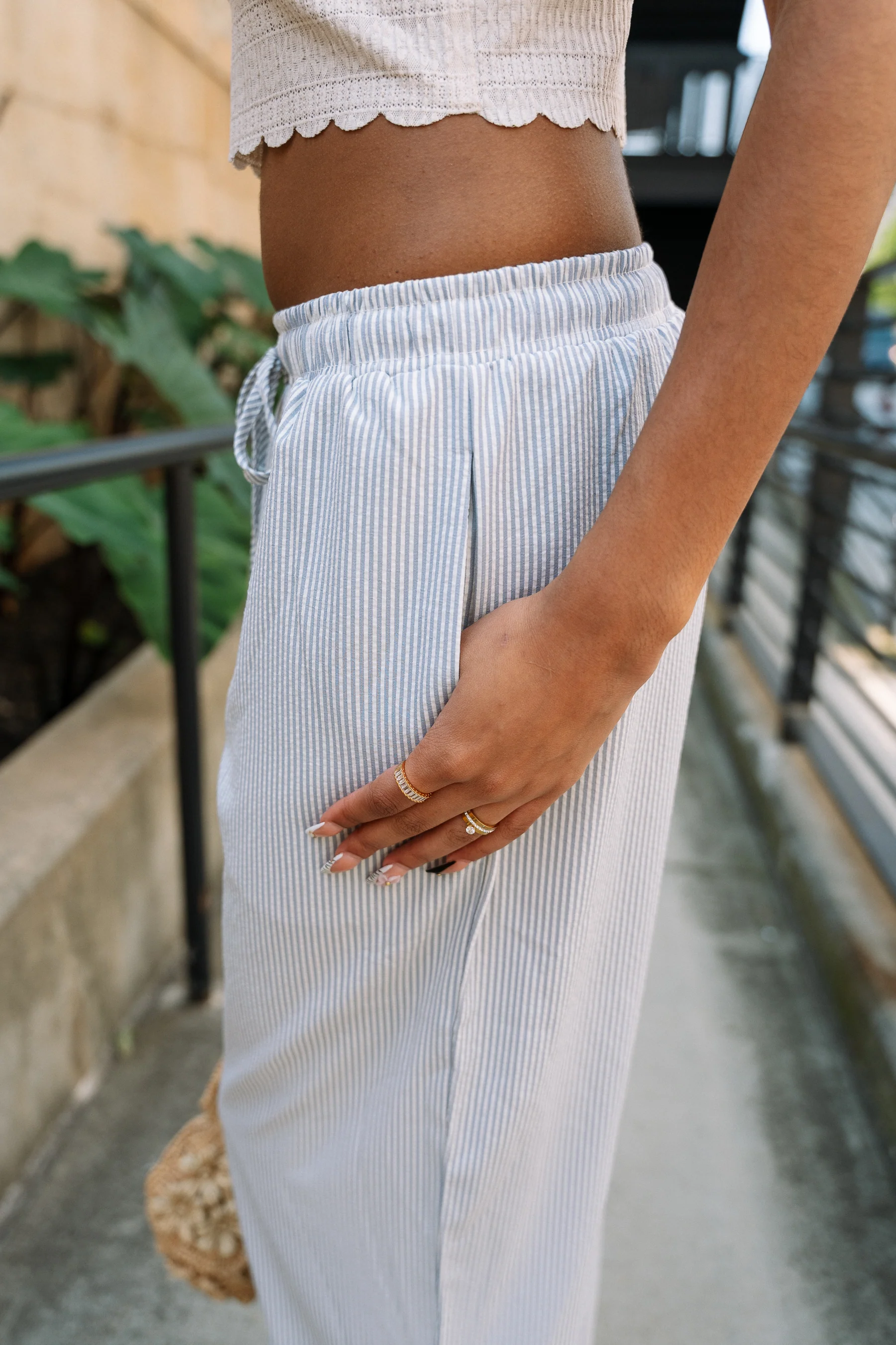 Harlow Blue & White Stripe Wide Leg Pants - Image 8