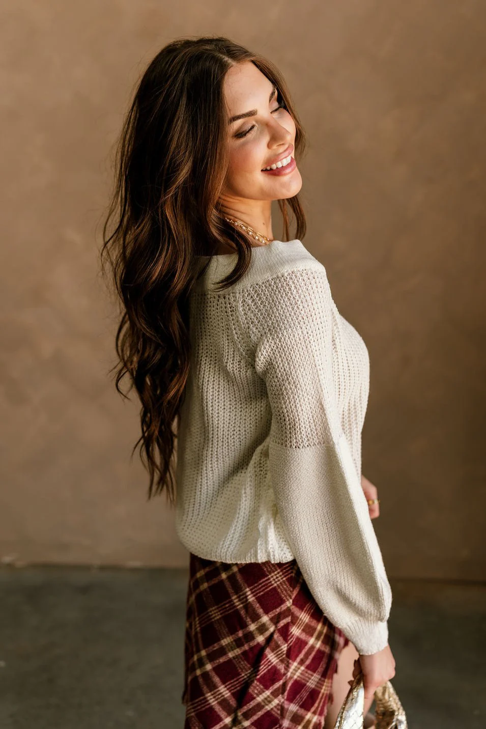 Harmony Ivory Knit Long Sleeve Sweater - Image 2