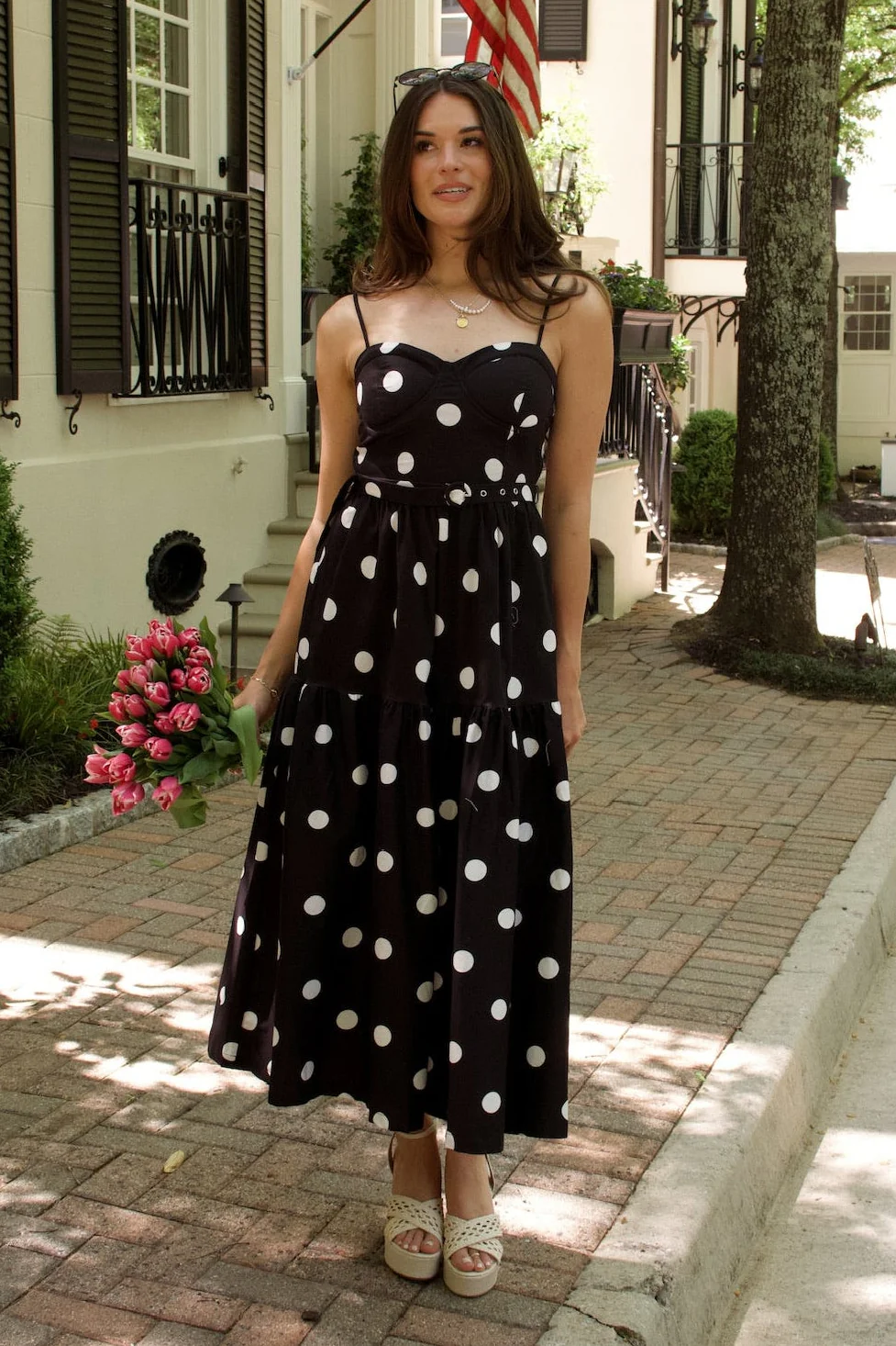 Harper Black & White Polka Dot Midi Dress