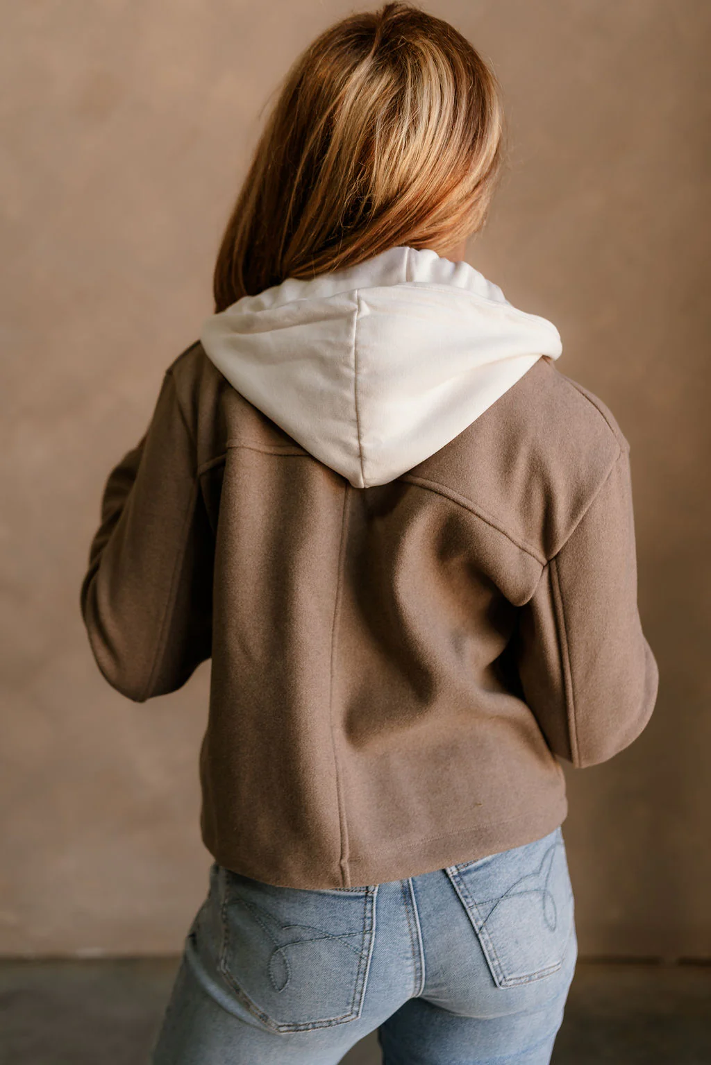 Harper Light Brown & Cream Hoodie Jacket - Image 4