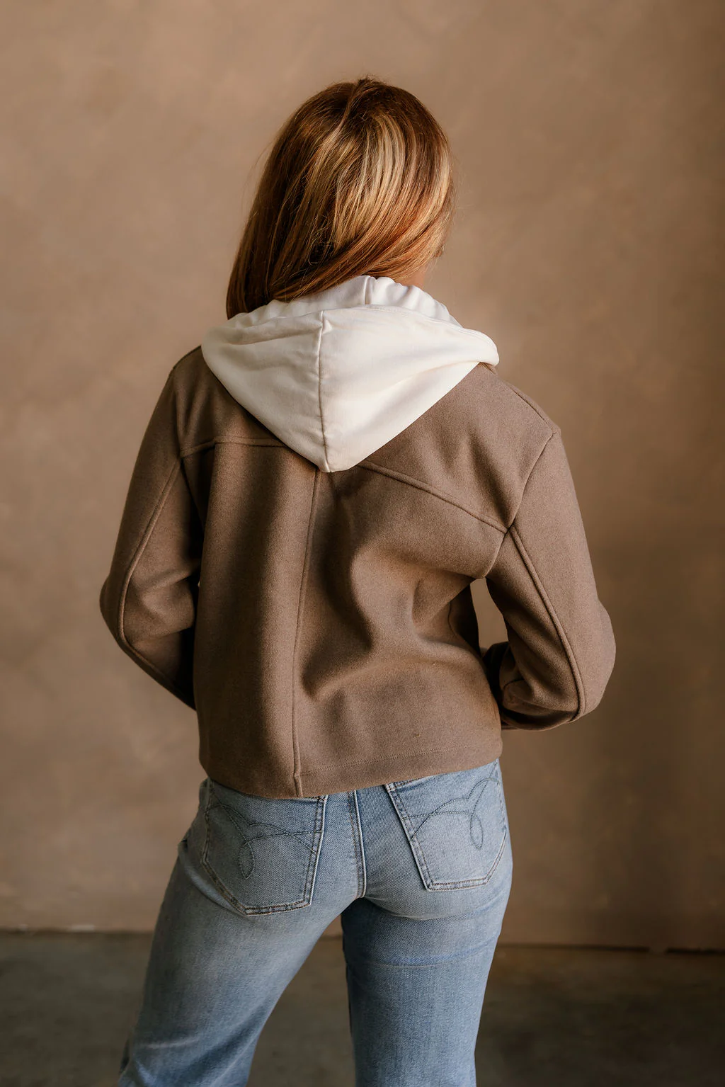 Harper Light Brown & Cream Hoodie Jacket - Image 7