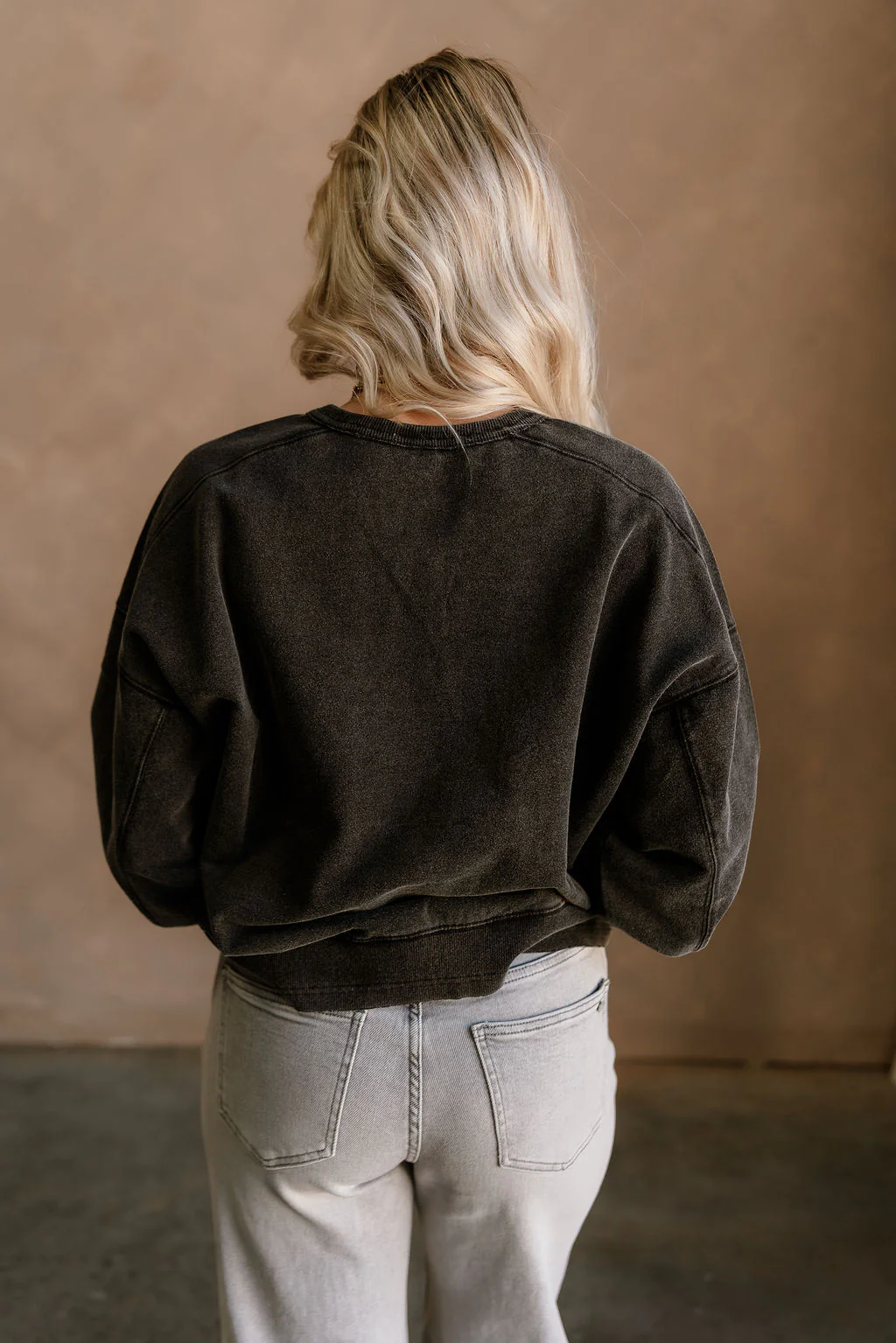 Harper Washed Black Long Sleeve Sweatshirt - Image 4