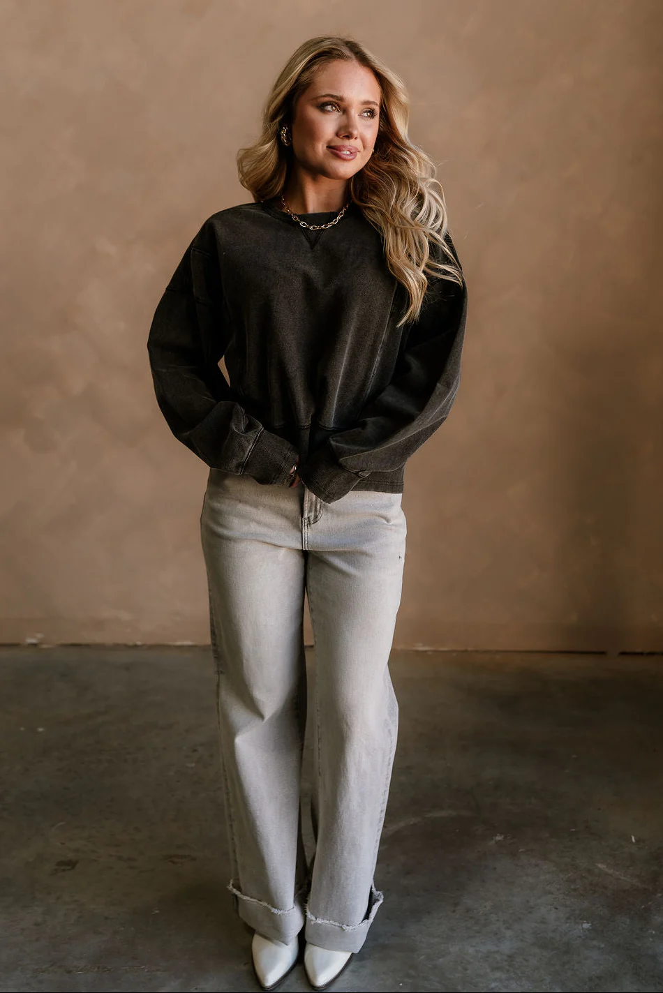 Harper Washed Black Long Sleeve Sweatshirt - Image 5