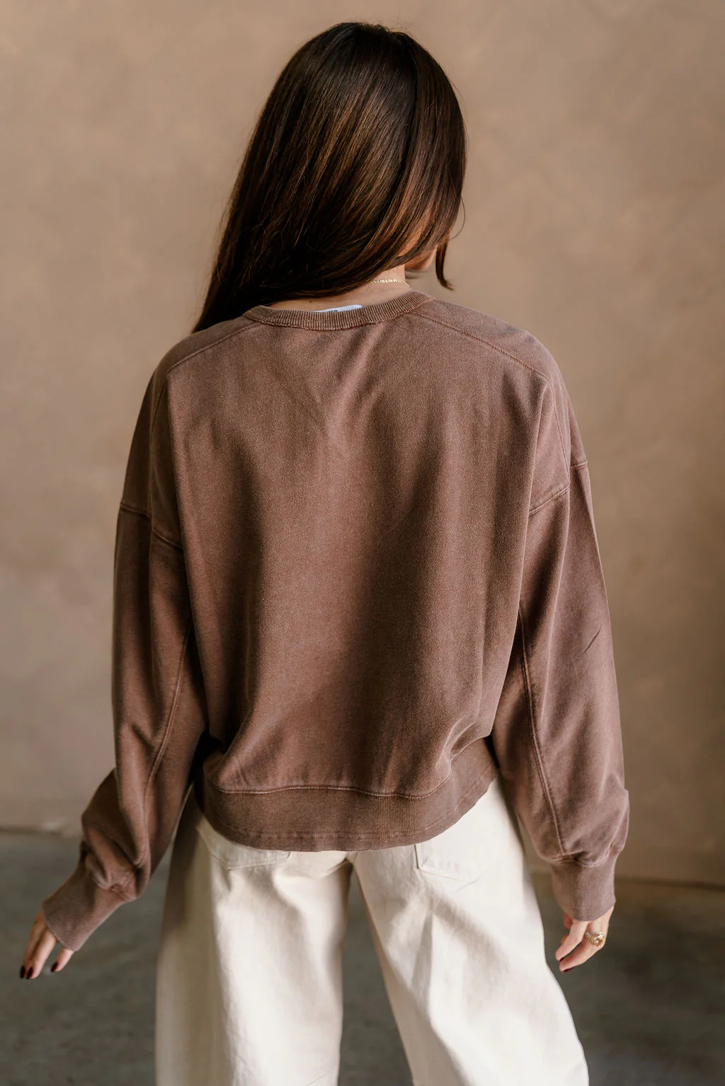 Harper Washed Brown Long Sleeve Sweatshirt - Image 5