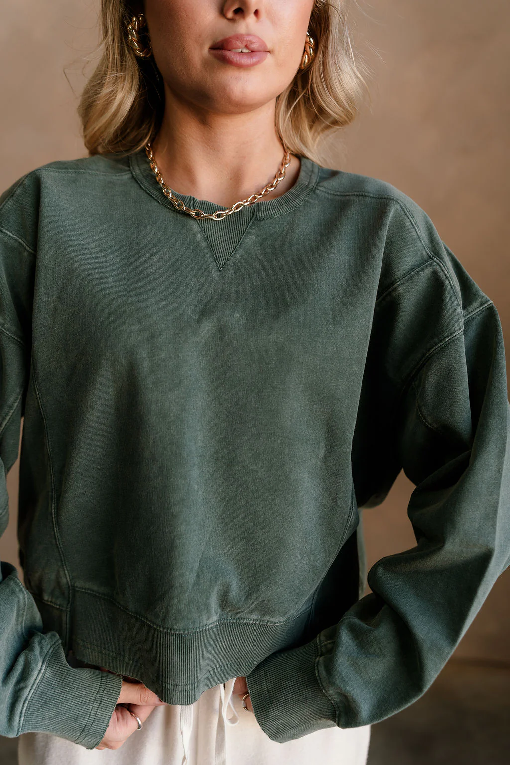 Harper Washed Green Long Sleeve Sweatshirt