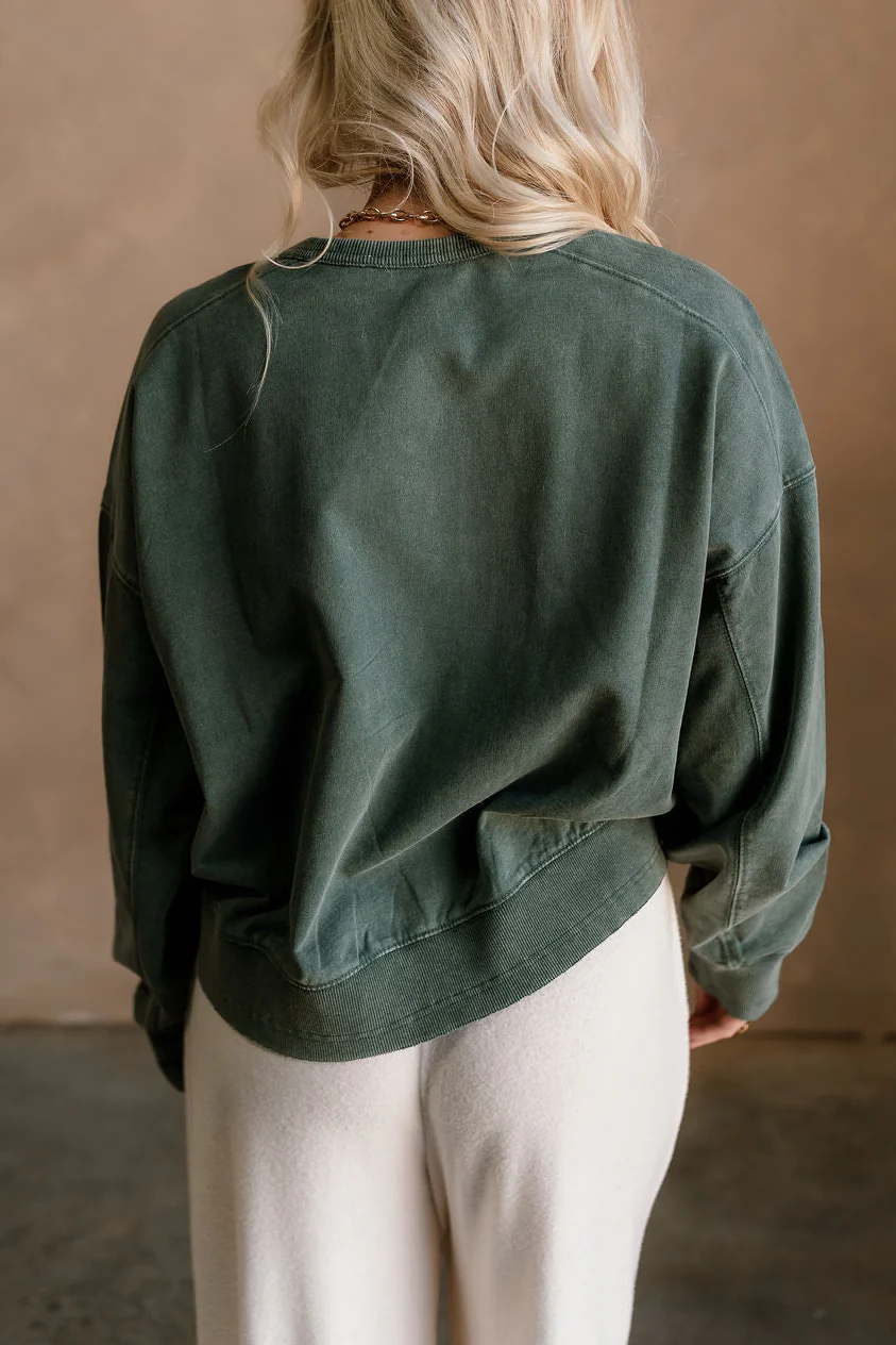 Harper Washed Green Long Sleeve Sweatshirt - Image 8